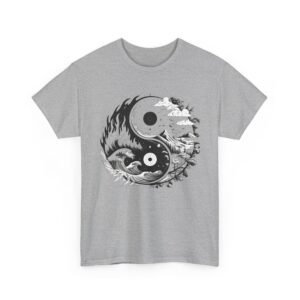 Yin and Yang Tee, Inspirational Meditation Yoga Shirt, Unisex Heavy Cotton Tshirt, Balance Symbol Top, Tao Tees, Mindfulness Apparel