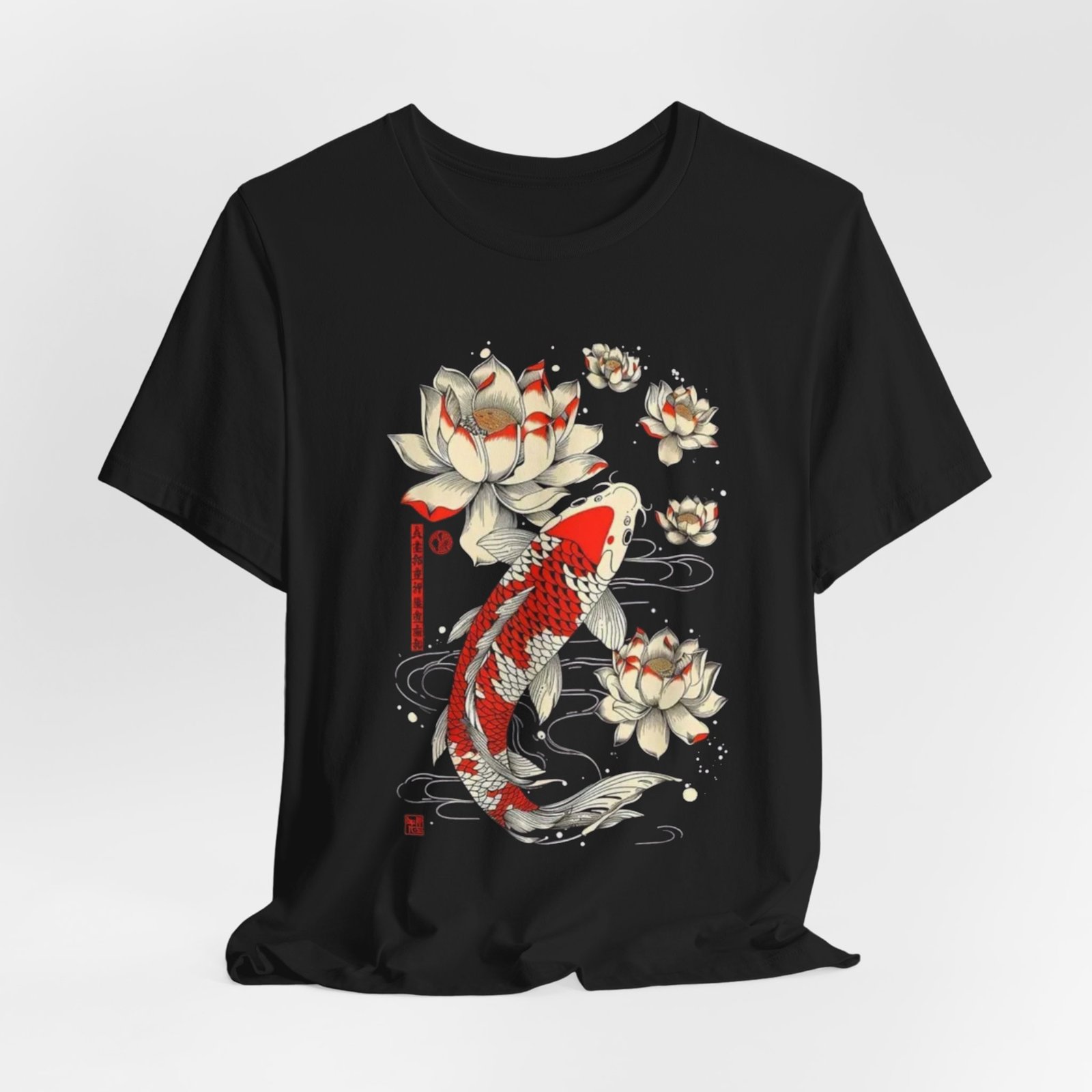 Koi Fish & Lotus Tee - Casual Unisex Jersey Shirt, Gift for Nature Lovers, Zen Decor, Birthday or Relaxation Wear