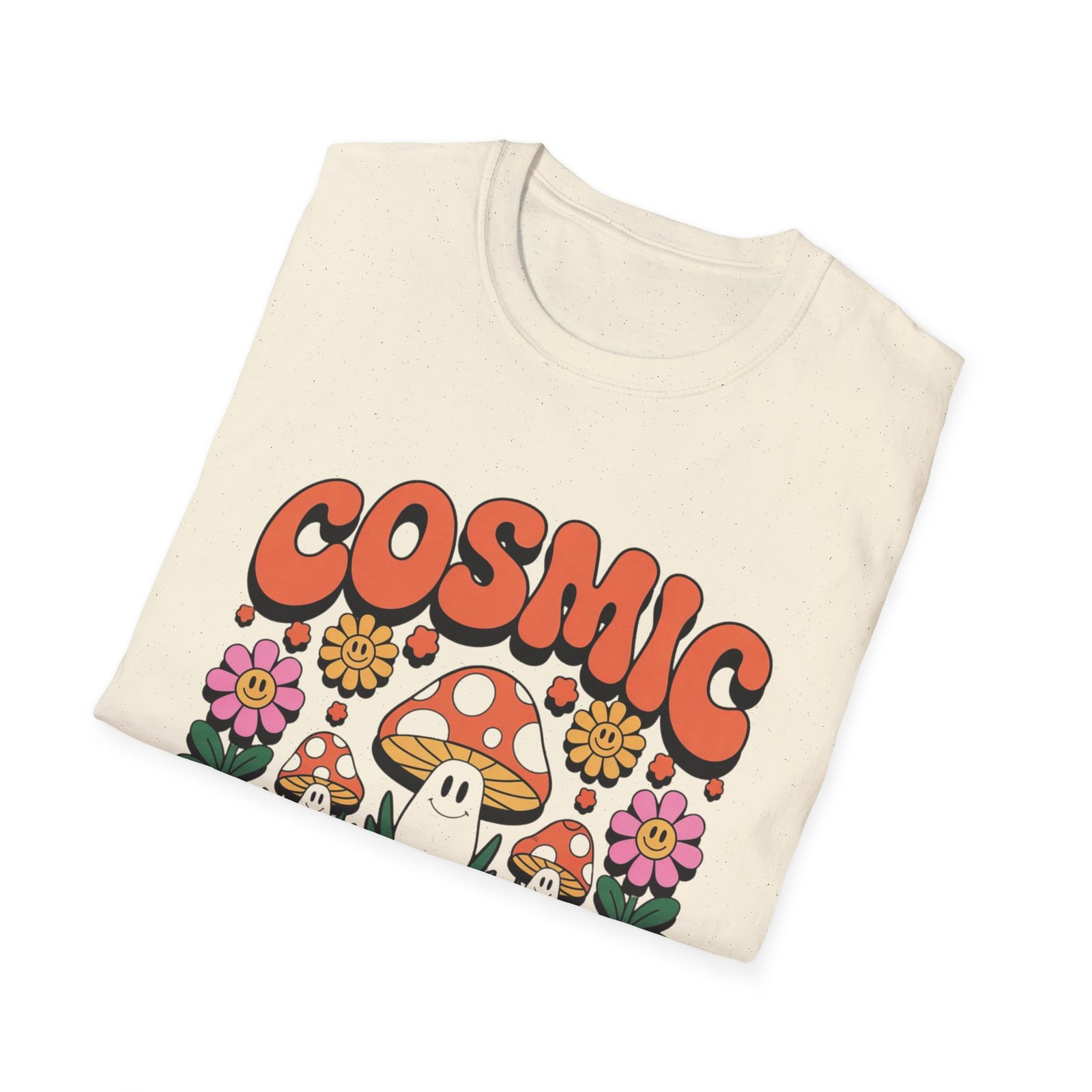 Cosmic Energy mushroom design T-Shirt | retro flowers, groovy psychedelic art - Image 20