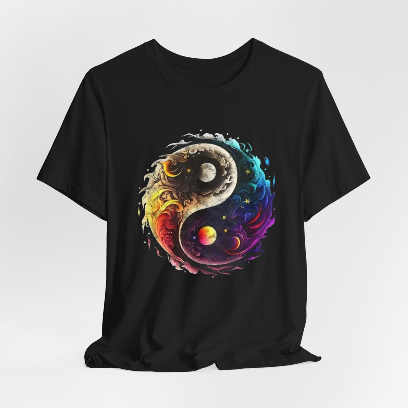 Colorful Yin Yang Unisex T-Shirt | Vibrant Graphic Tee for Spirituality, Meditation, Dance, Birthdays, Yoga