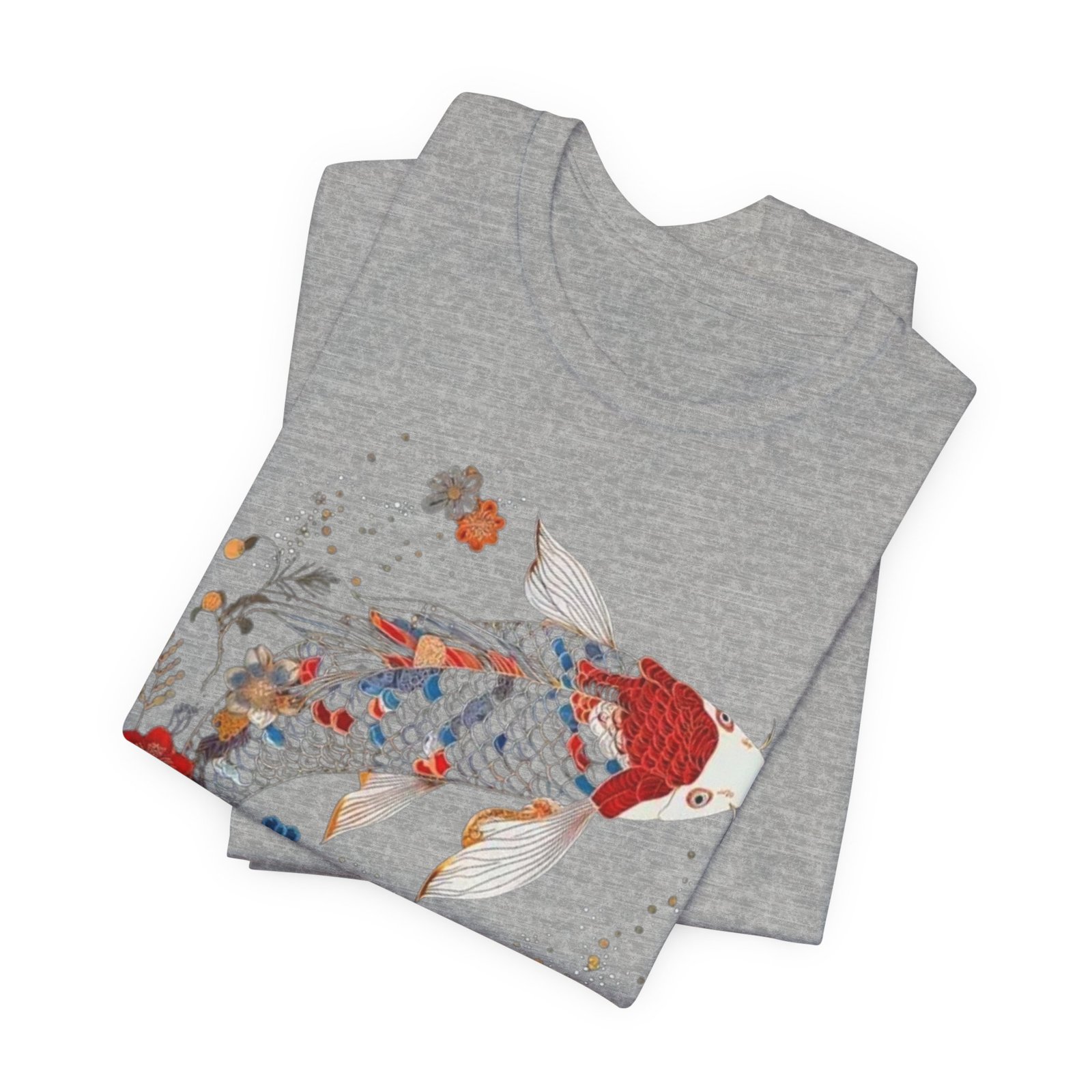 Koi Fish Illustration T-Shirt | Floral Japanese Carp Tee - Image 27
