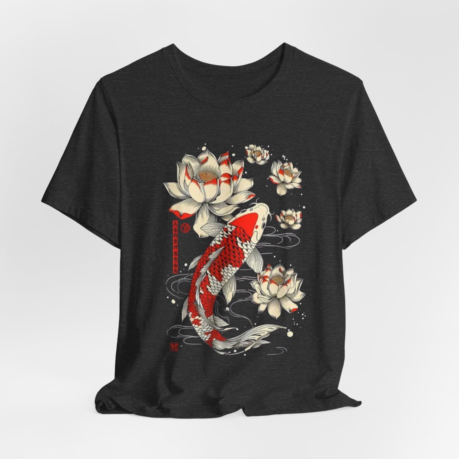 Koi Fish & Lotus Tee - Casual Unisex Jersey Shirt, Gift for Nature Lovers, Zen Decor, Birthday or Relaxation Wear - Image 20