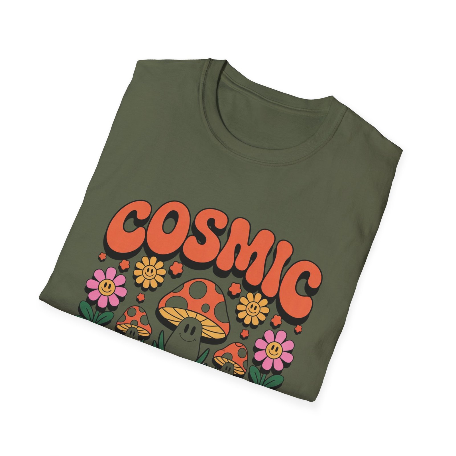 Cosmic Energy mushroom design T-Shirt | retro flowers, groovy psychedelic art - Image 24