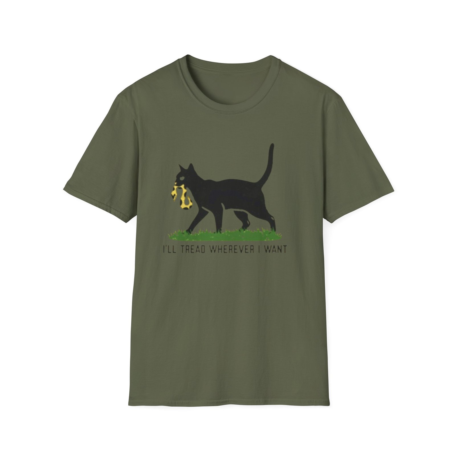 Black Cat Holding Snake T-Shirt | Ill Tread Wherever I Want - Image 13