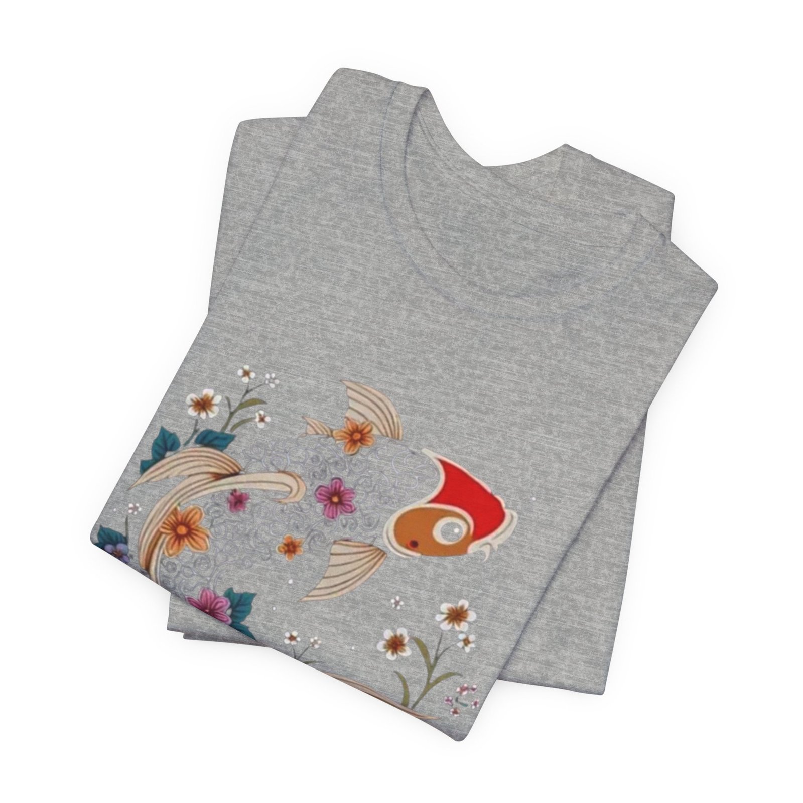 Koi Fish Floral Illustration Tee | Japanese Carp Nature Shirt - Image 27