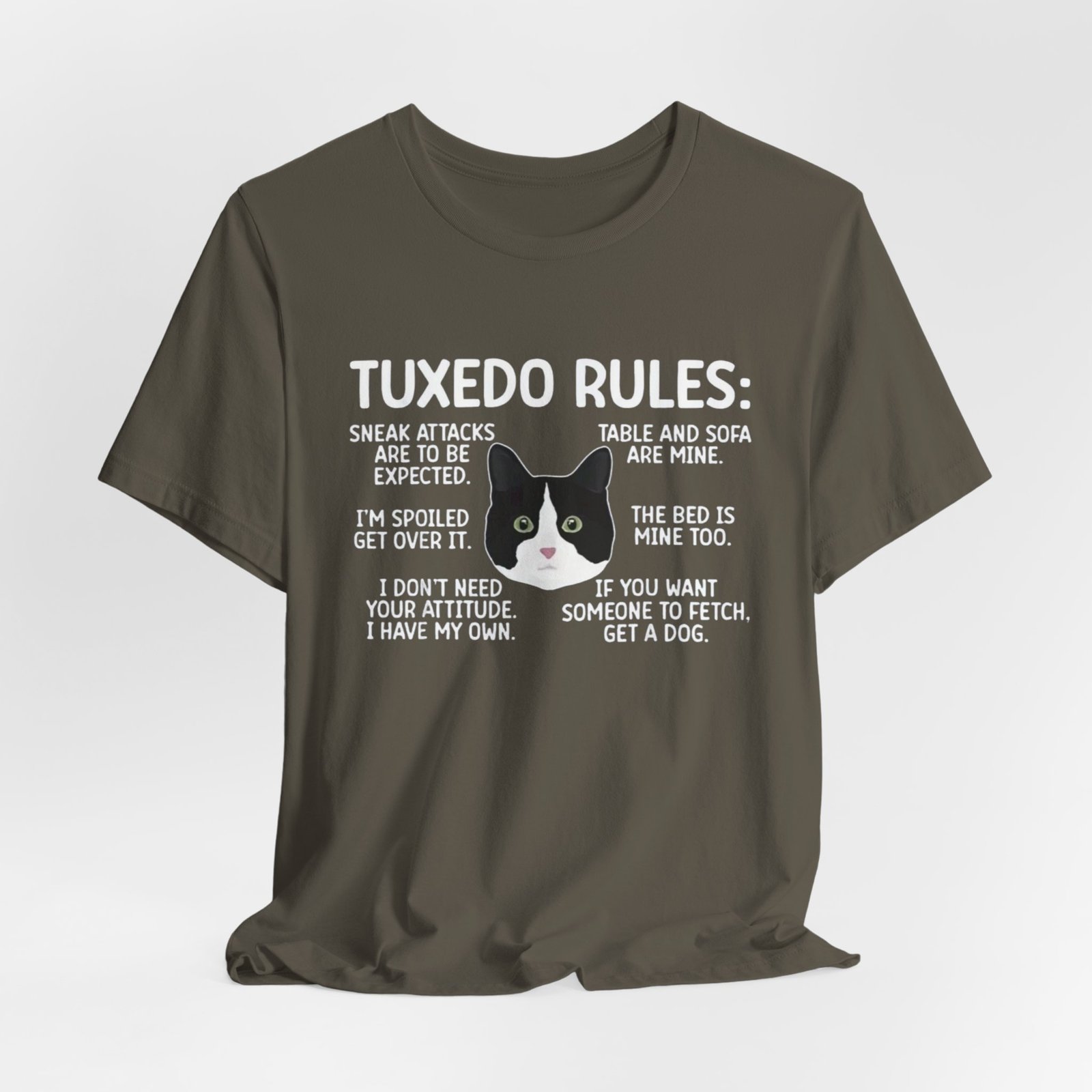 Tuxedo Cat Rules T-Shirt | Funny Cat Quotes Tee - Image 12