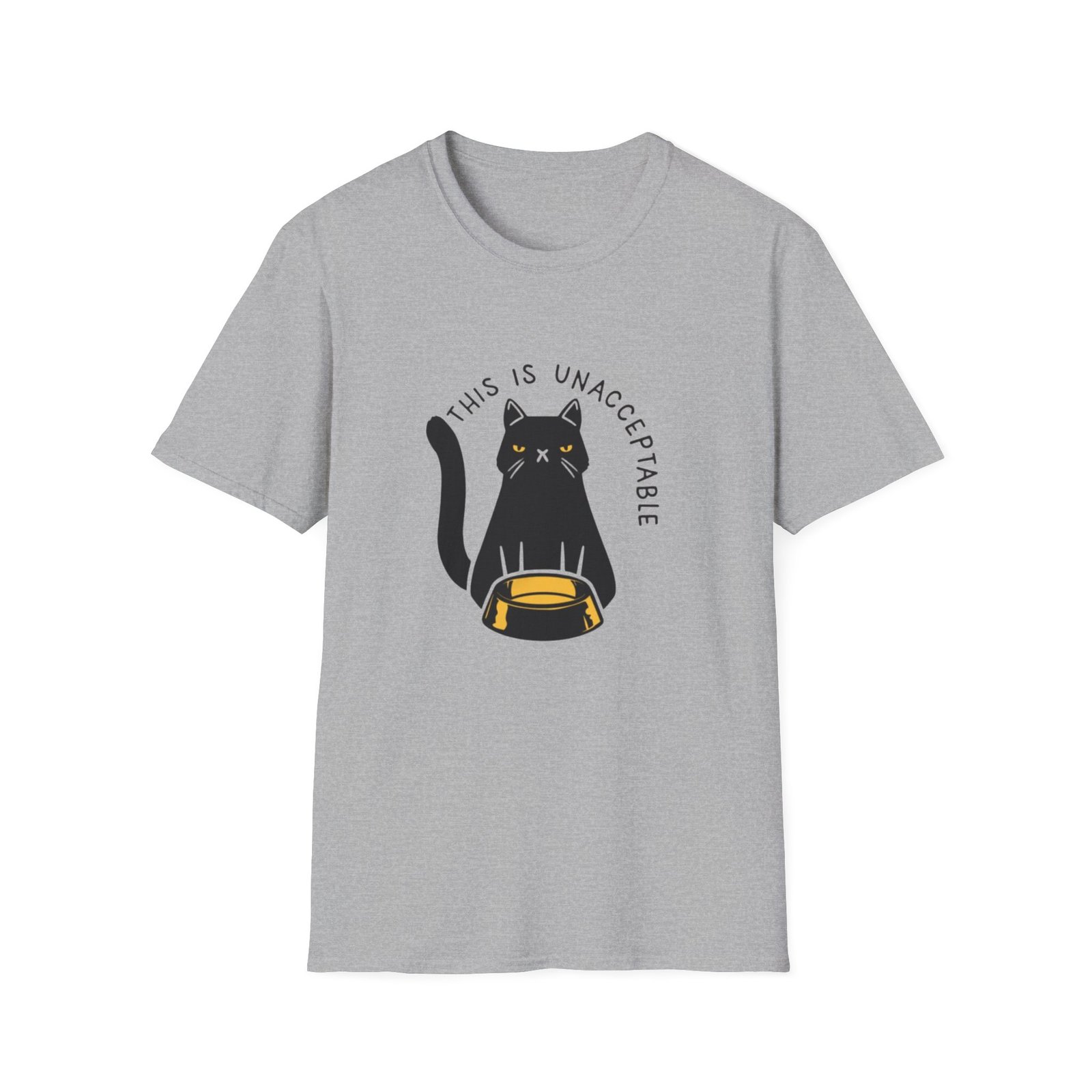 This Is Unacceptable Cat T-Shirt | Grumpy Black Cat Illustration