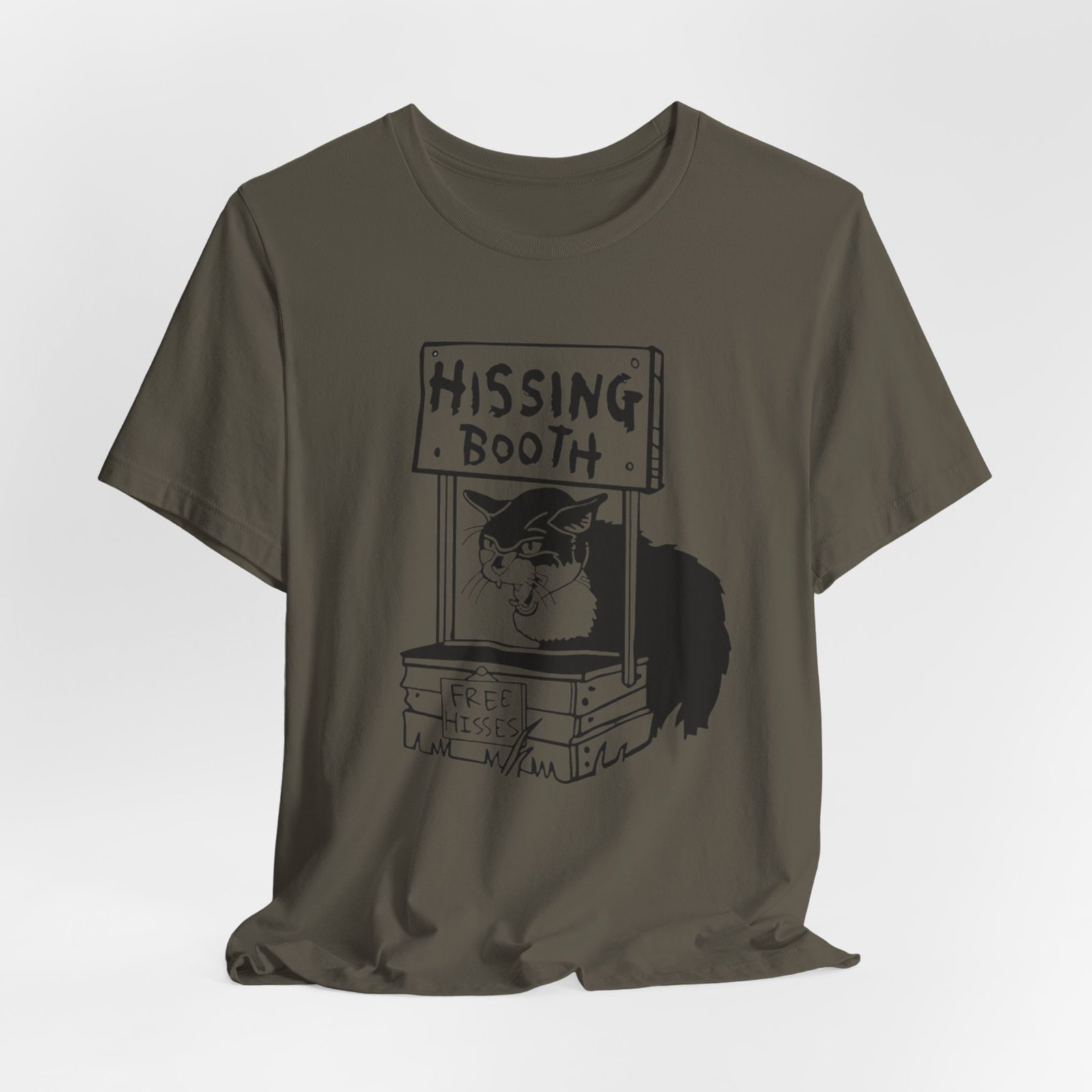 Hissing Booth cat illustration T-Shirt | Funny Cat Shirt, Black & White Sketch - Image 24