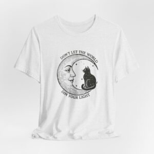 Celestial Cat Tee with Inspirational Quote, Unisex Tee, Moon and Cat Shirt, Witchy Apparel, Gift for Cat Lovers