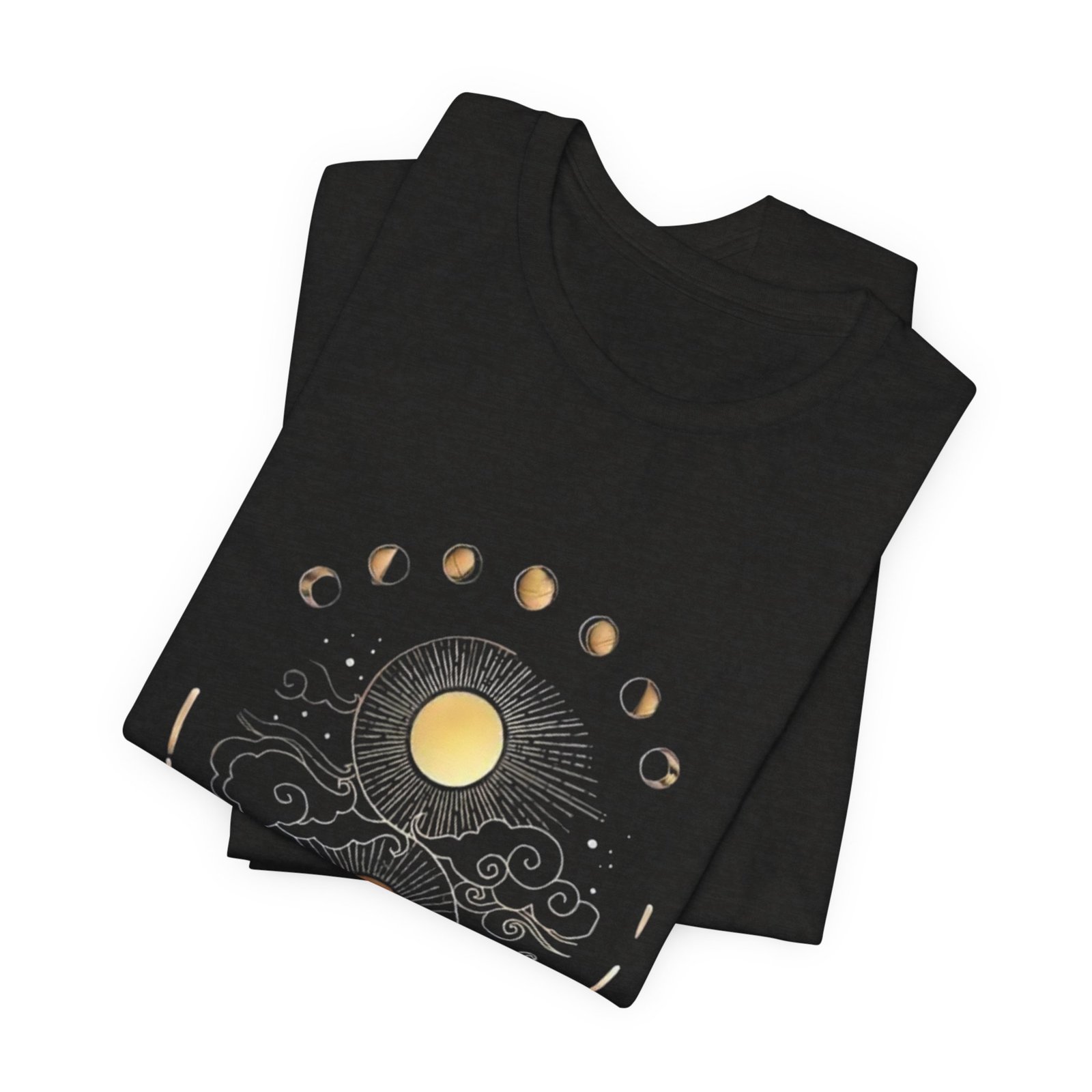 Celestial Phases Unisex Tee, Astrology Shirt, Lunar Cycle T-Shirt, Gift for Astronomers, Black Graphic Tee, Horoscope Apparel - Image 7