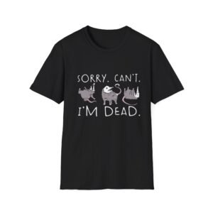Sorry Can't I'm Dead cats T-Shirt | Goth Cat Illustration, Humorous Halloween Tee