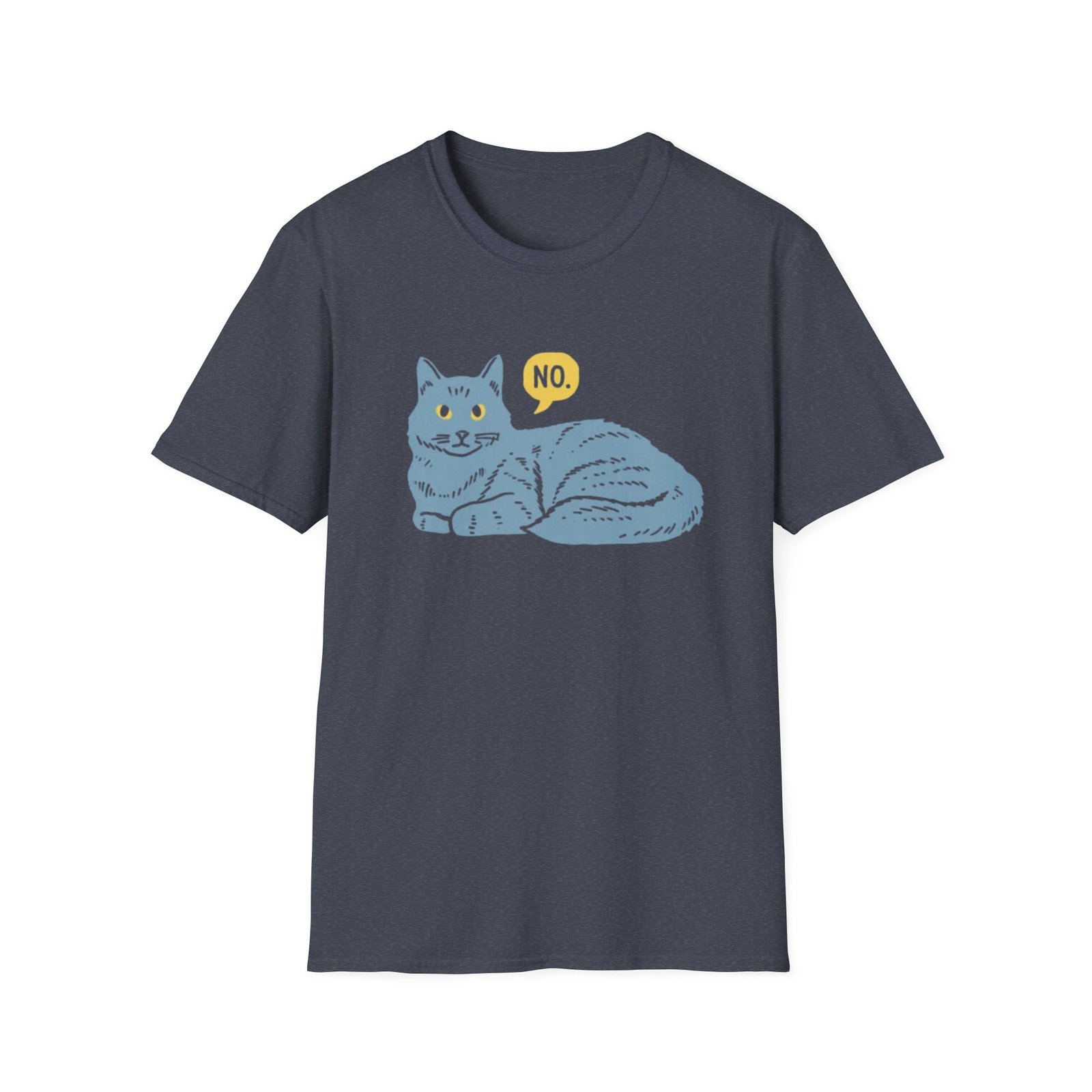 Lounge Cat Saying "No" T-Shirt | Illustrated Blue Cat Graphic Tee - Image 21