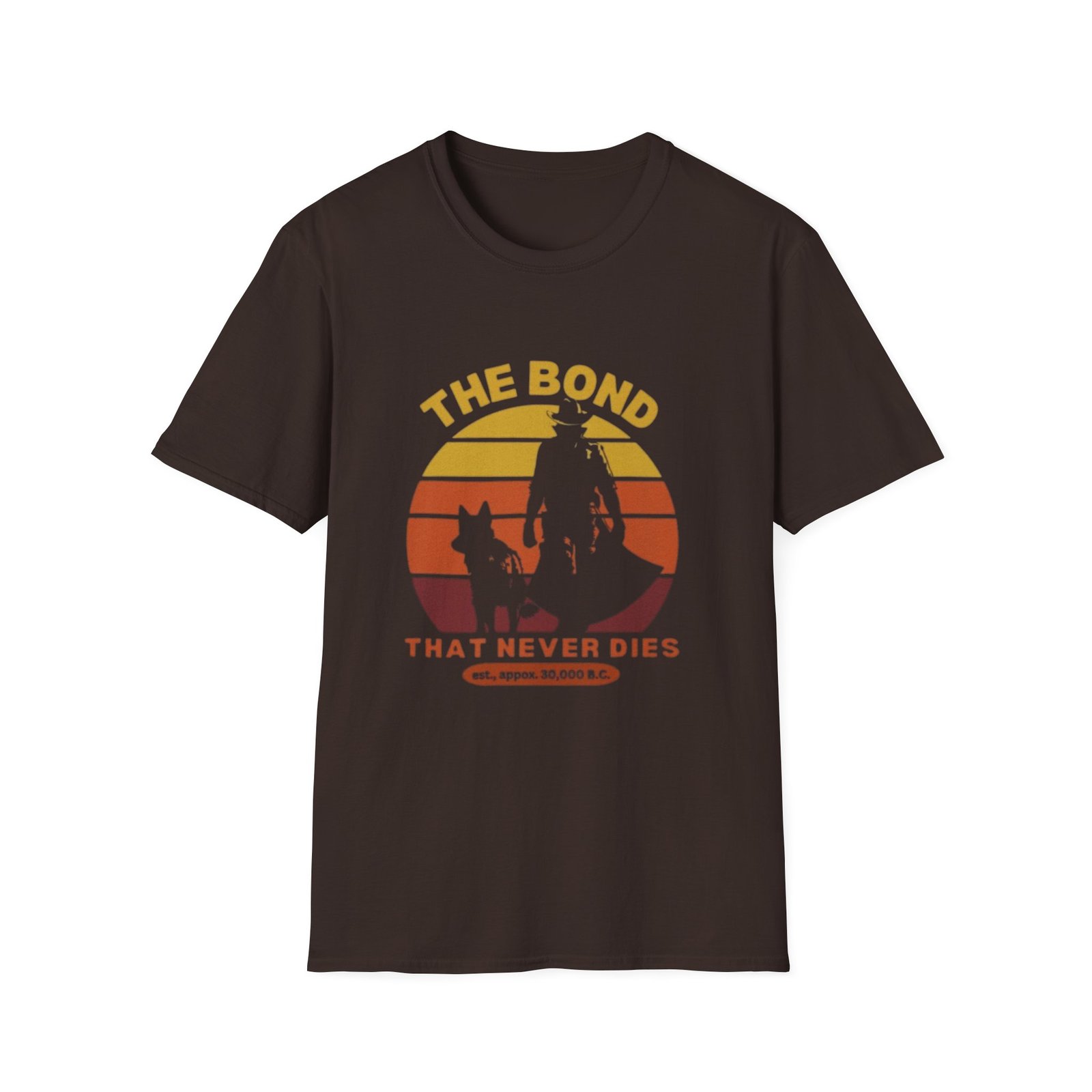 The Bond That Never Dies T-Shirt | Cowboy and Dog Sunset Silhouette - Image 5