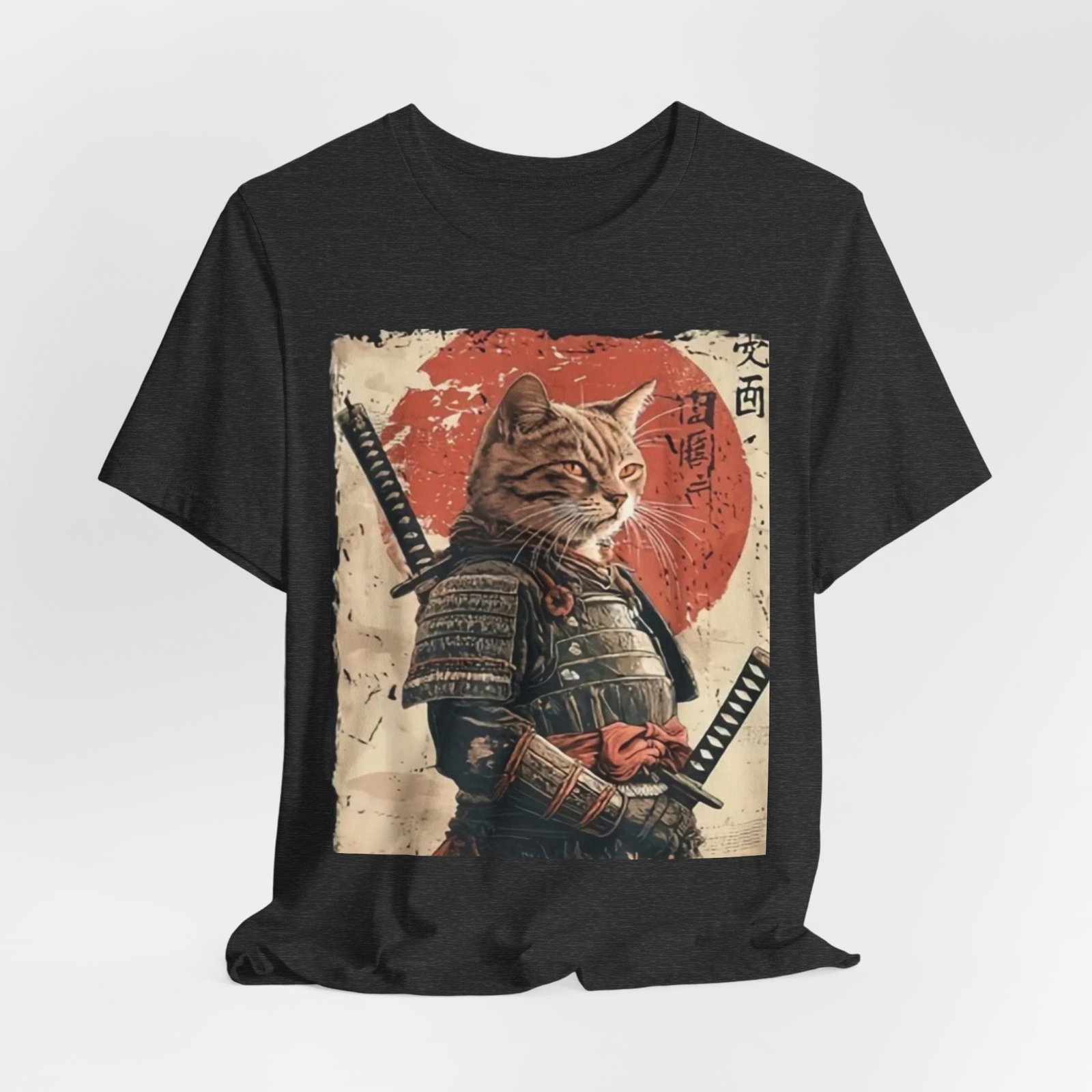 Samurai Cat illustration Tee | Kitty Warrior, Japanese Sun, Swords - Image 20