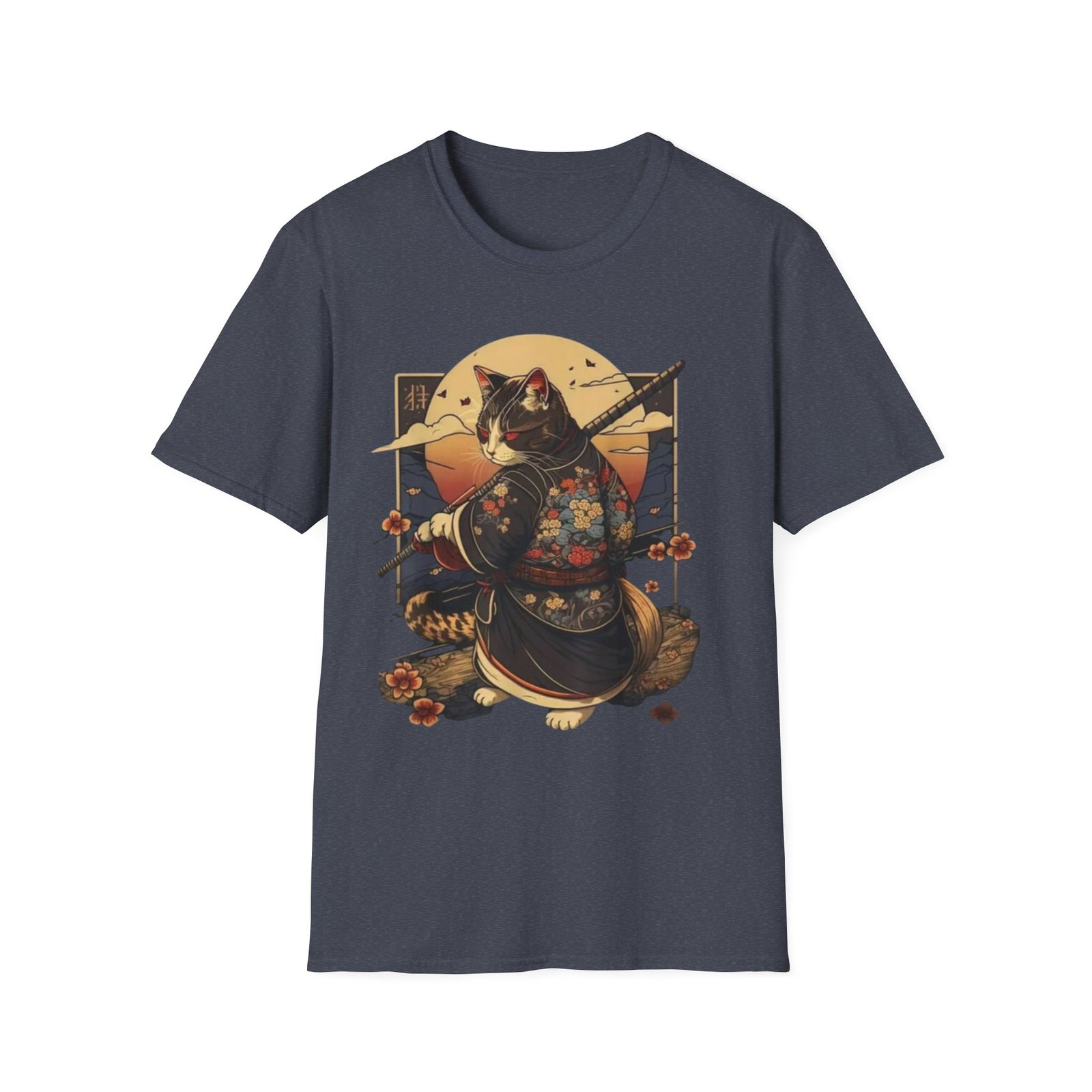 Samurai Cat Illustration T-Shirt | Japanese Kimono Cat Graphic Tee - Image 21