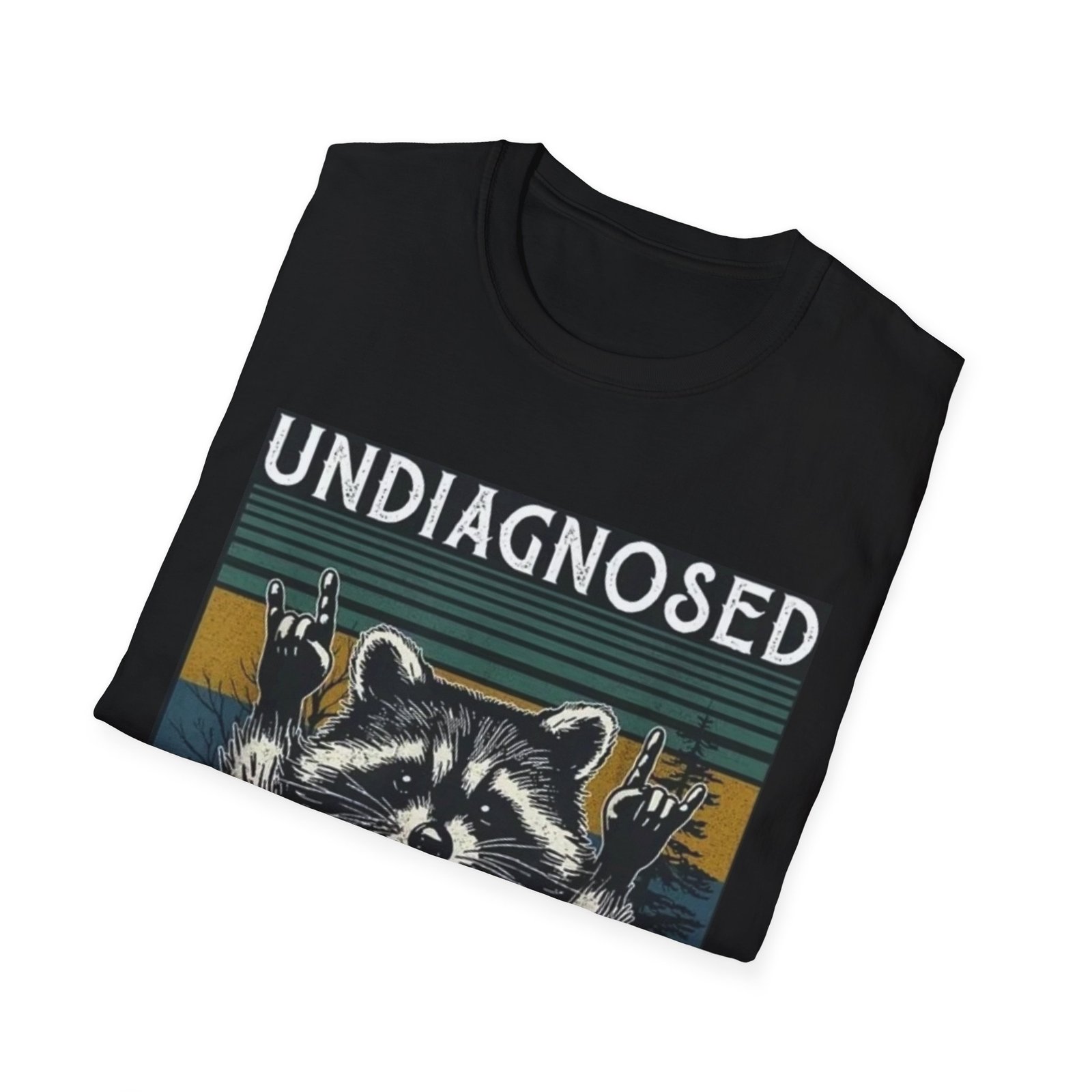 Undiagnosed Raccoon But Something Ain't Right T-Shirt | Vintage Stripes - Image 4