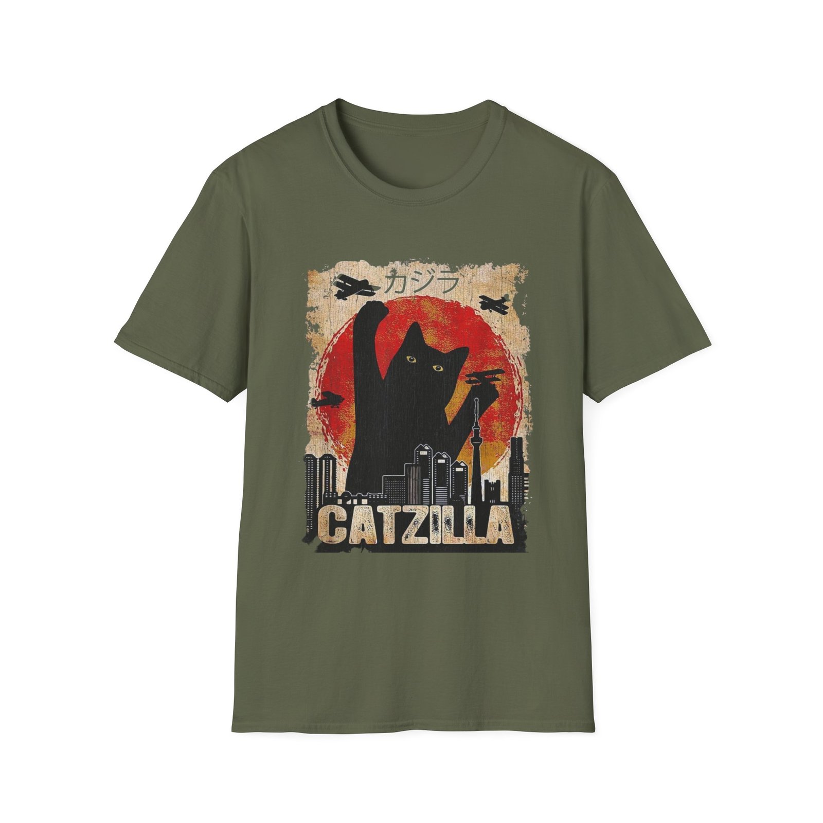 Catzilla Monster Illustration T-Shirt | Retro Kaiju Cat Graphic - Image 9