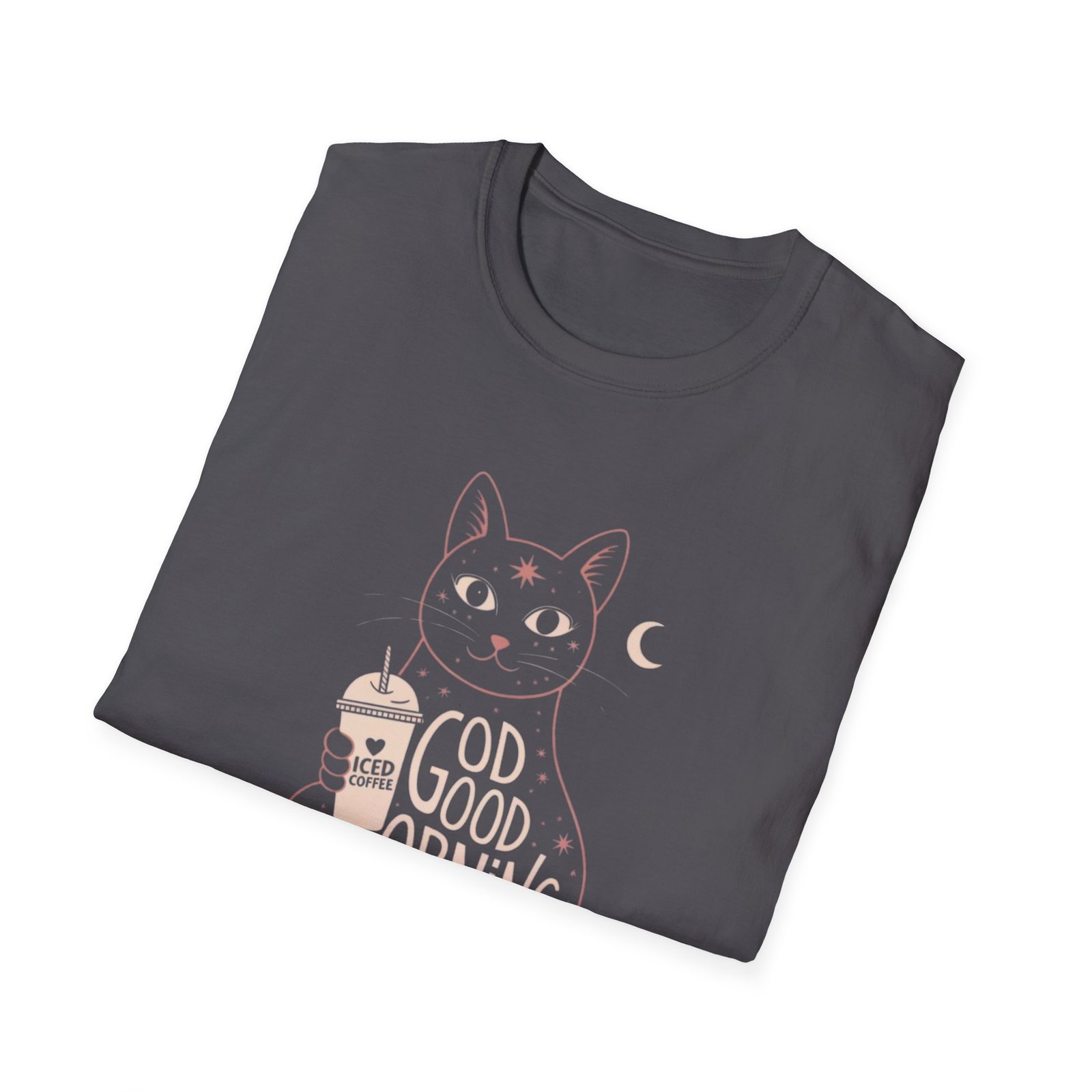 Cat Lover Softstyle T-Shirt, Funny Coffee Tee, Good Morning Shirt, Unisex Cat Tshirt, Kitty Graphic Top - Image 12