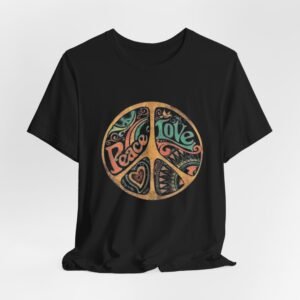 Retro Peace Love Unisex T-Shirt, Boho Graphic Tee, Casual Wear, Festival Shirt, Gift for Friends, Summer Style