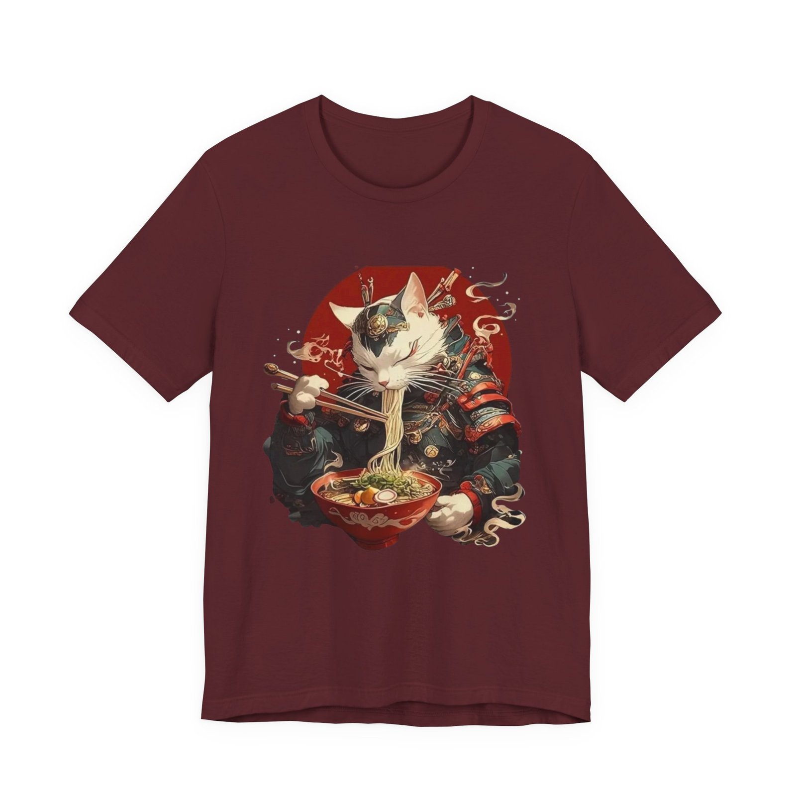 Samurai Cat Eating Ramen Tee | Japanese Neko Bowl, Anime-Inspired Shirt - Image 21