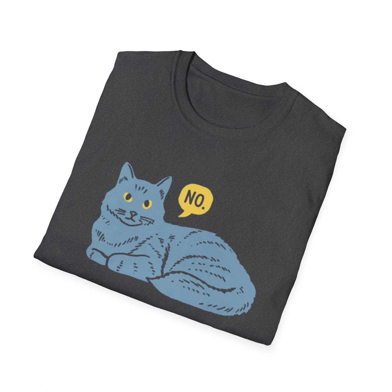Lounge Cat Saying "No" T-Shirt | Illustrated Blue Cat Graphic Tee - Image 16