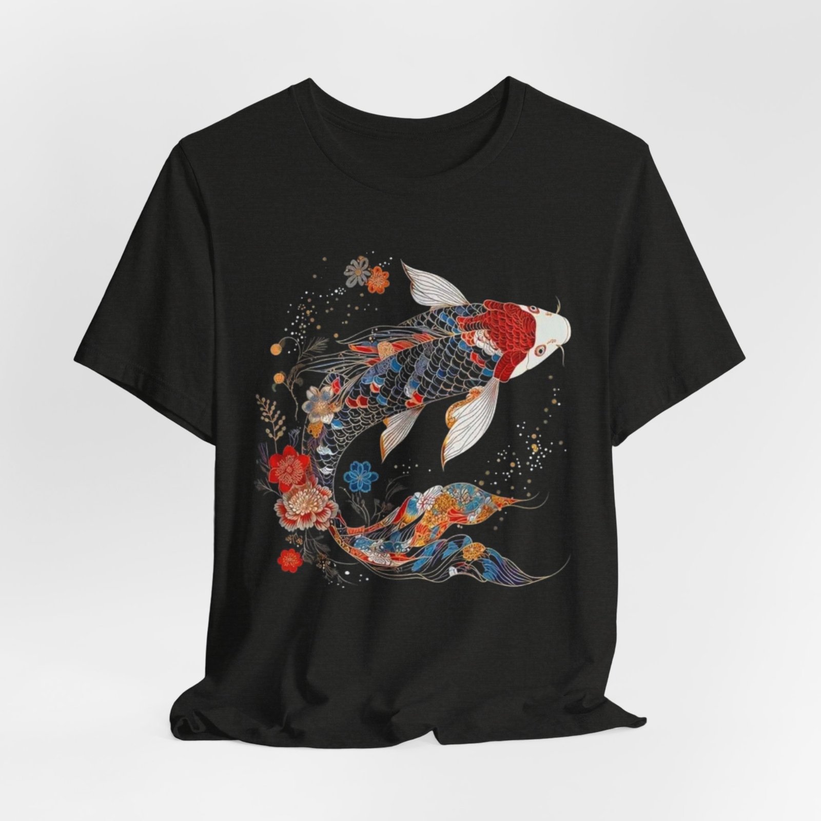 Koi Fish Illustration T-Shirt | Floral Japanese Carp Tee - Image 20