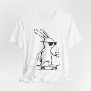 Cool Skateboarding Rabbit Tee, Unisex Short Sleeve Shirt, Funny Animal T-Shirt, Casual Daily Wear, Gift for Rabbit Lovers