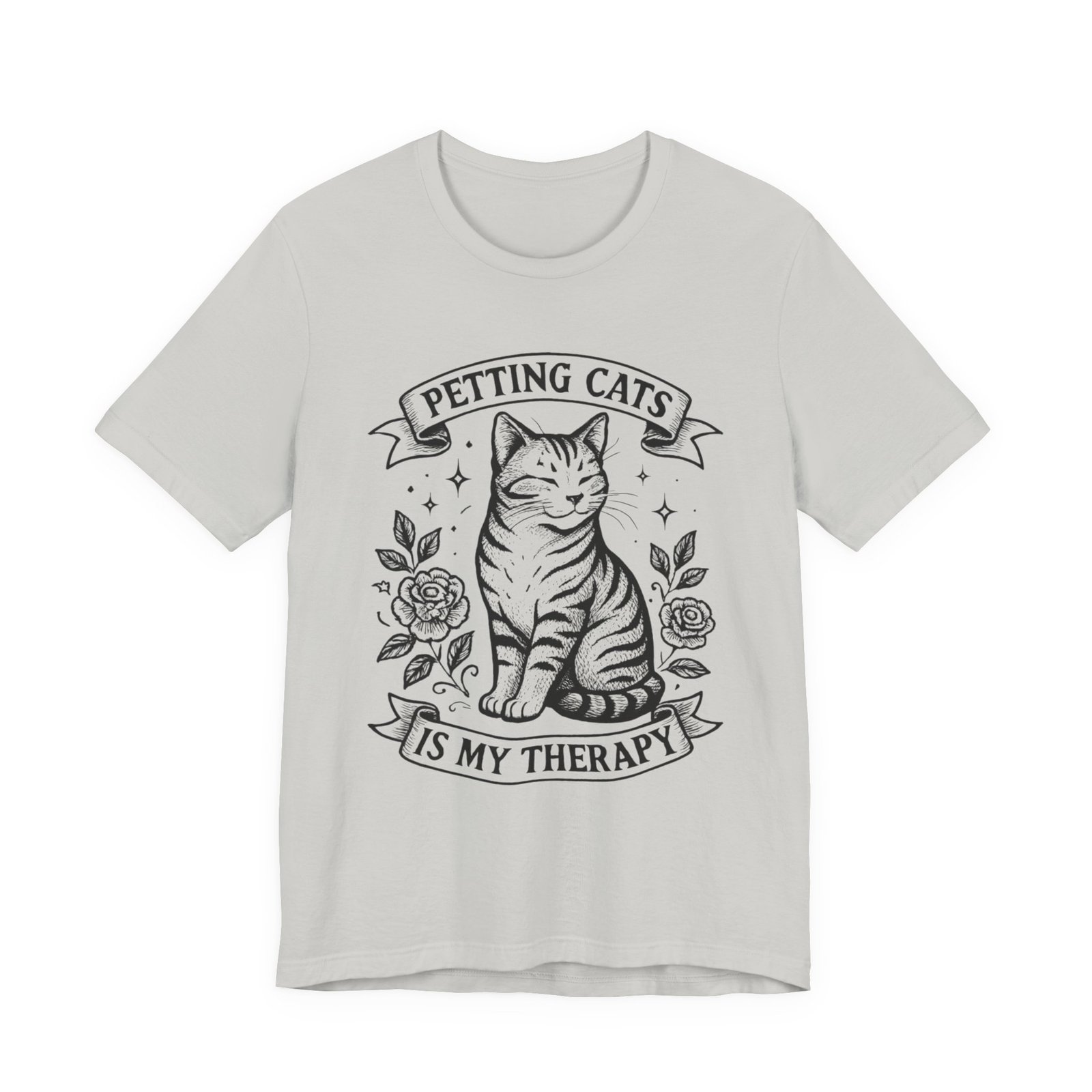 Petting Cats Is My Therapy T-Shirt | Cat Illustration Tee, Cat Lover Shirt - Image 13