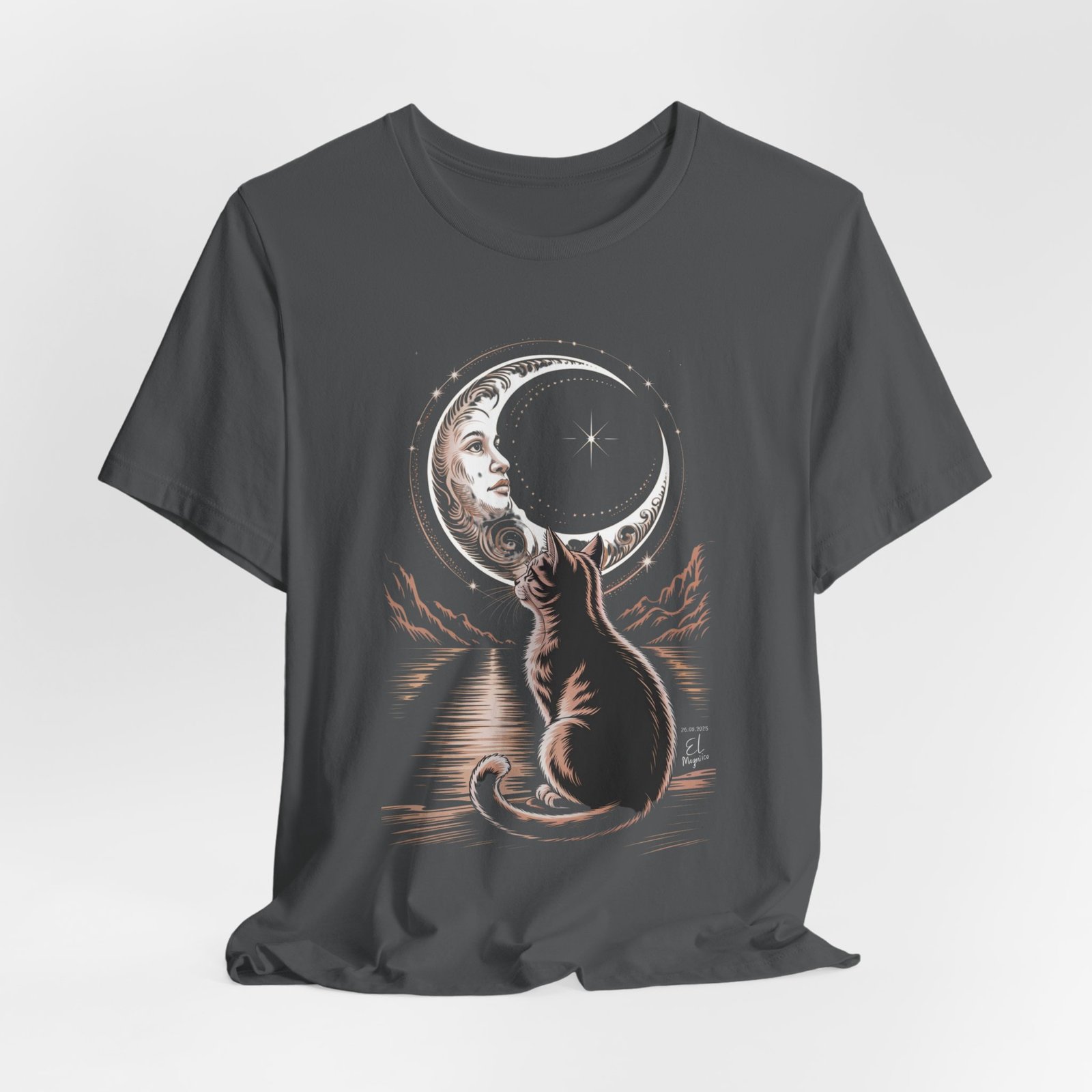 Celestial Cat Graphic Tee - Boho T-Shirt, Unisex Cat Lover Shirt, Moon Phase Top, Gift for Pet Owners, Astrology Apparel - Image 16