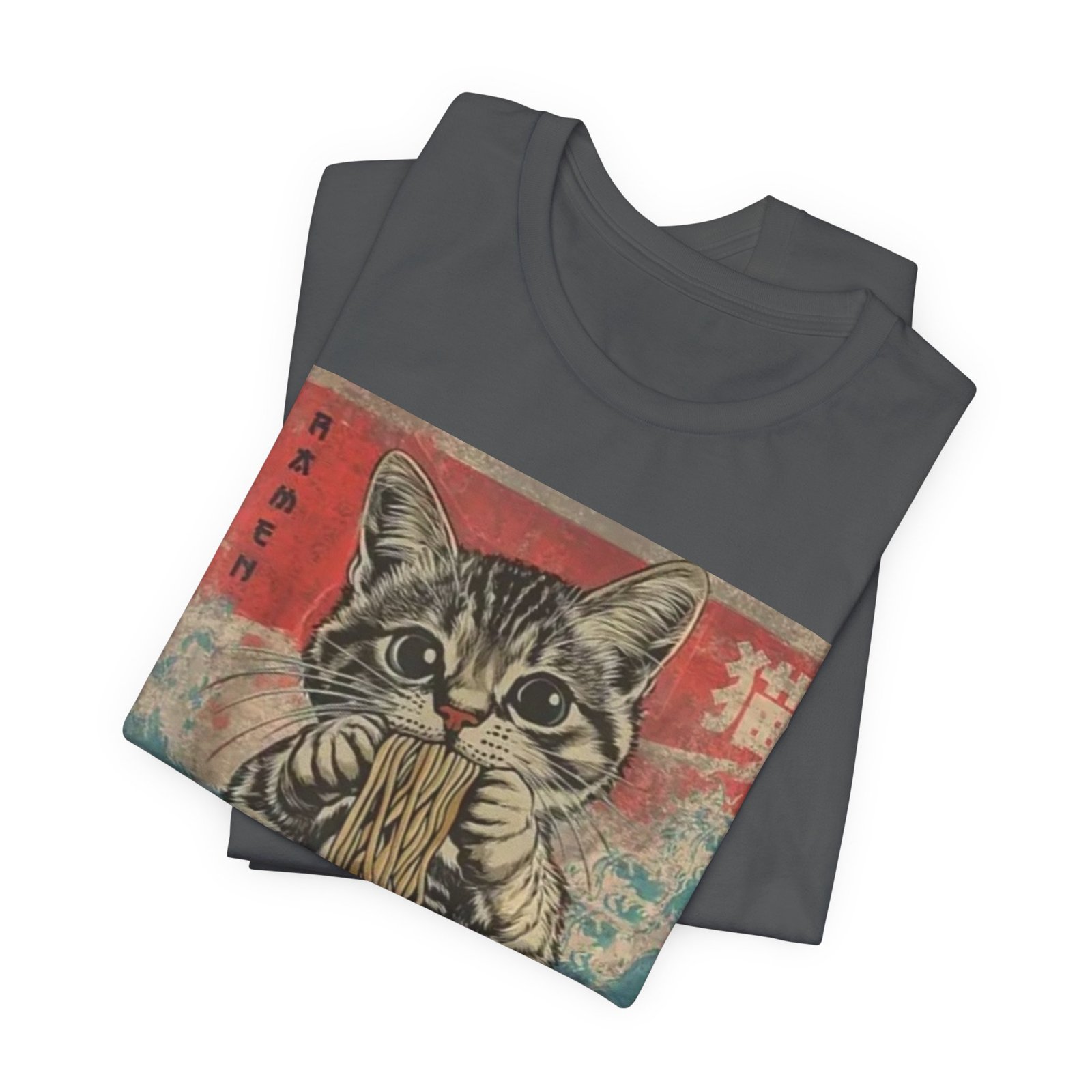 Vintage Cat Eating Ramen Tee, Cat Lover Gift, Funny T-Shirt, Cute Graphic Tee, Anime Apparel, Pet Enthusiast Wear - Image 15