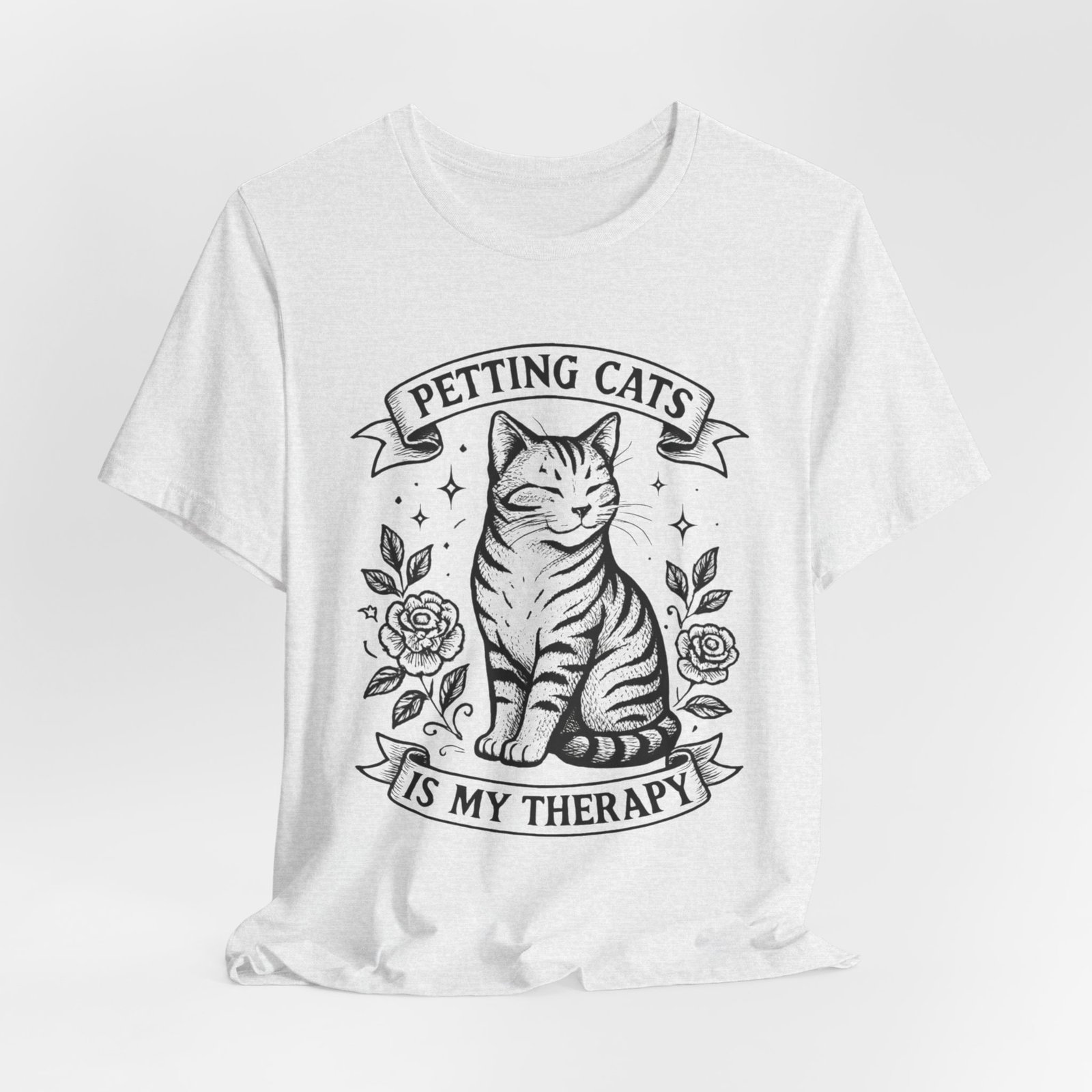 Petting Cats Is My Therapy T-Shirt | Cat Illustration Tee, Cat Lover Shirt