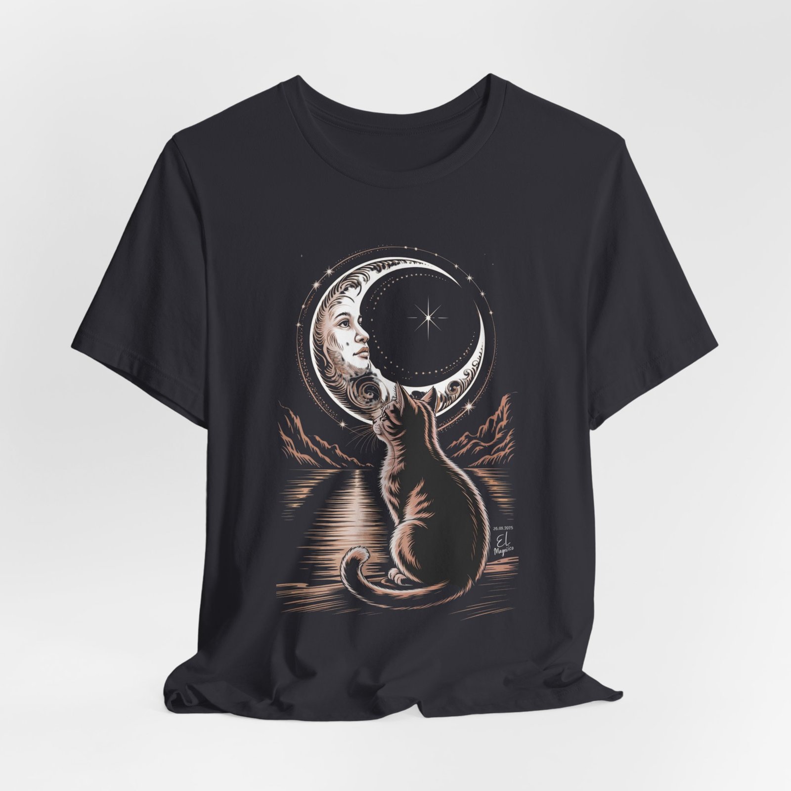 Celestial Cat Graphic Tee - Boho T-Shirt, Unisex Cat Lover Shirt, Moon Phase Top, Gift for Pet Owners, Astrology Apparel - Image 12