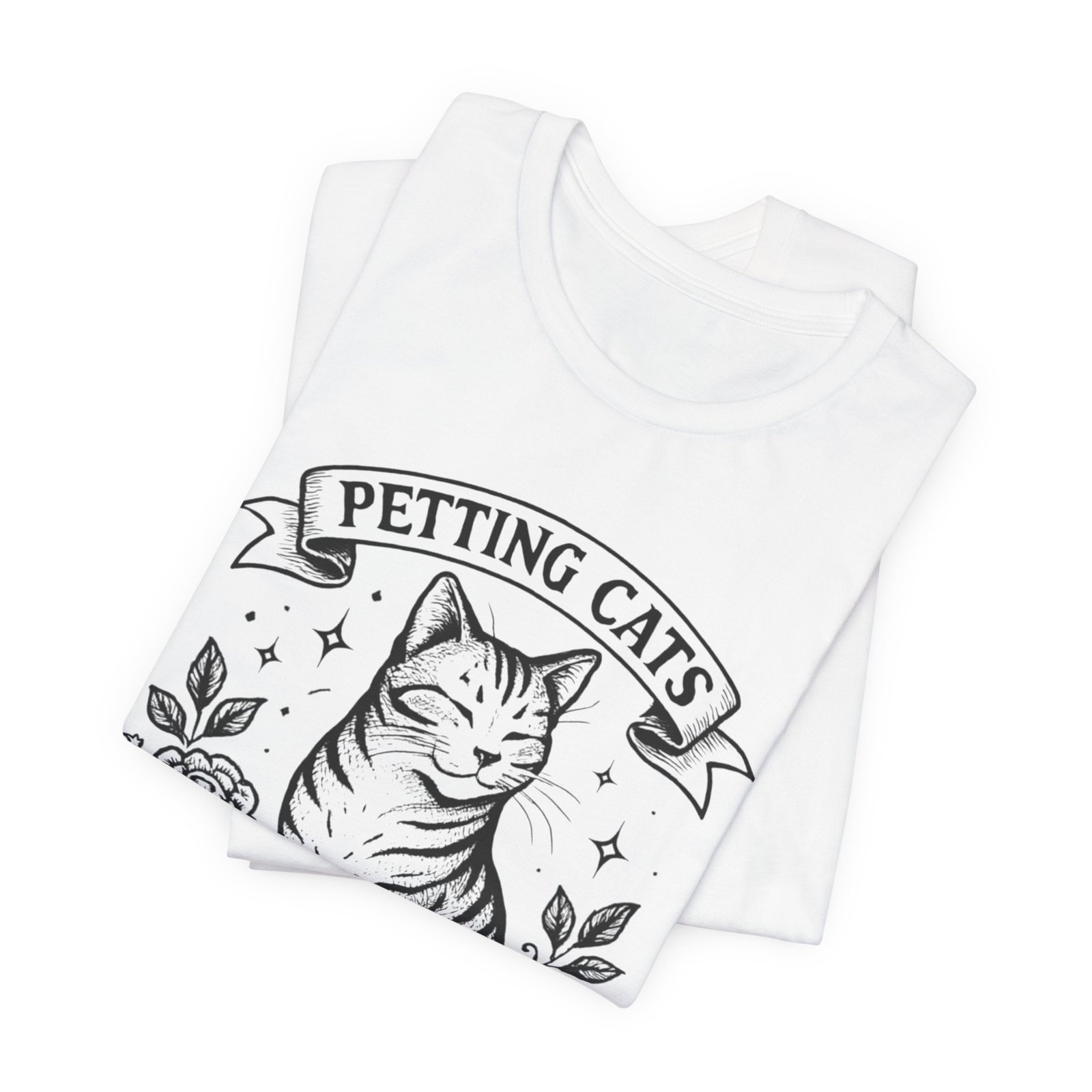 Petting Cats Is My Therapy T-Shirt | Cat Illustration Tee, Cat Lover Shirt - Image 7
