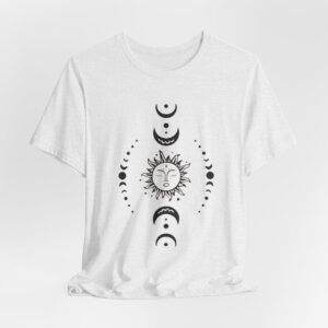 Celestial Phase Unisex Tee | Sun and Moon Graphic Tee, Astrology Shirt, Boho Style, Gift for Sky Lovers, Casual Everyday Wear