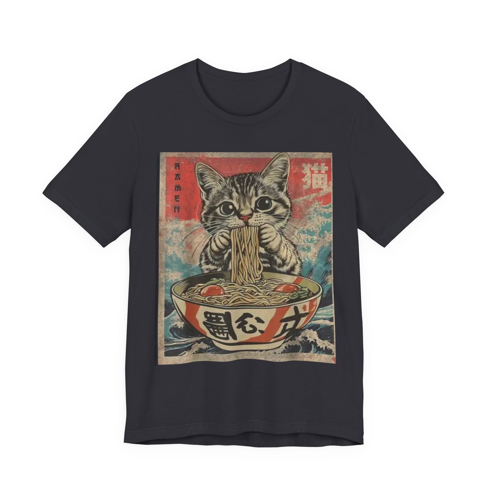 Vintage Cat Eating Ramen Tee, Cat Lover Gift, Funny T-Shirt, Cute Graphic Tee, Anime Apparel, Pet Enthusiast Wear - Image 9