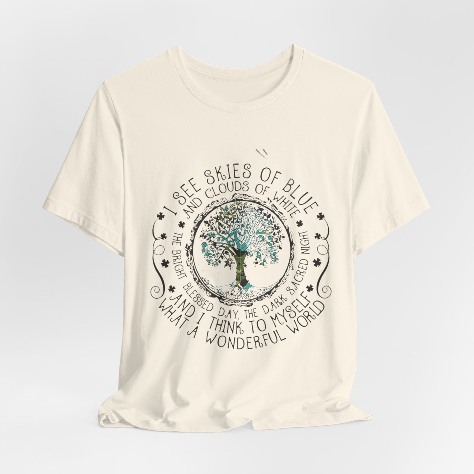 Vintage Inspirational Tee, Unisex Jersey T-Shirt, Nature Lover Gift, Skies of Blue Design, Positive Quote Shirt, Eco-Friendly Apparel - Image 12