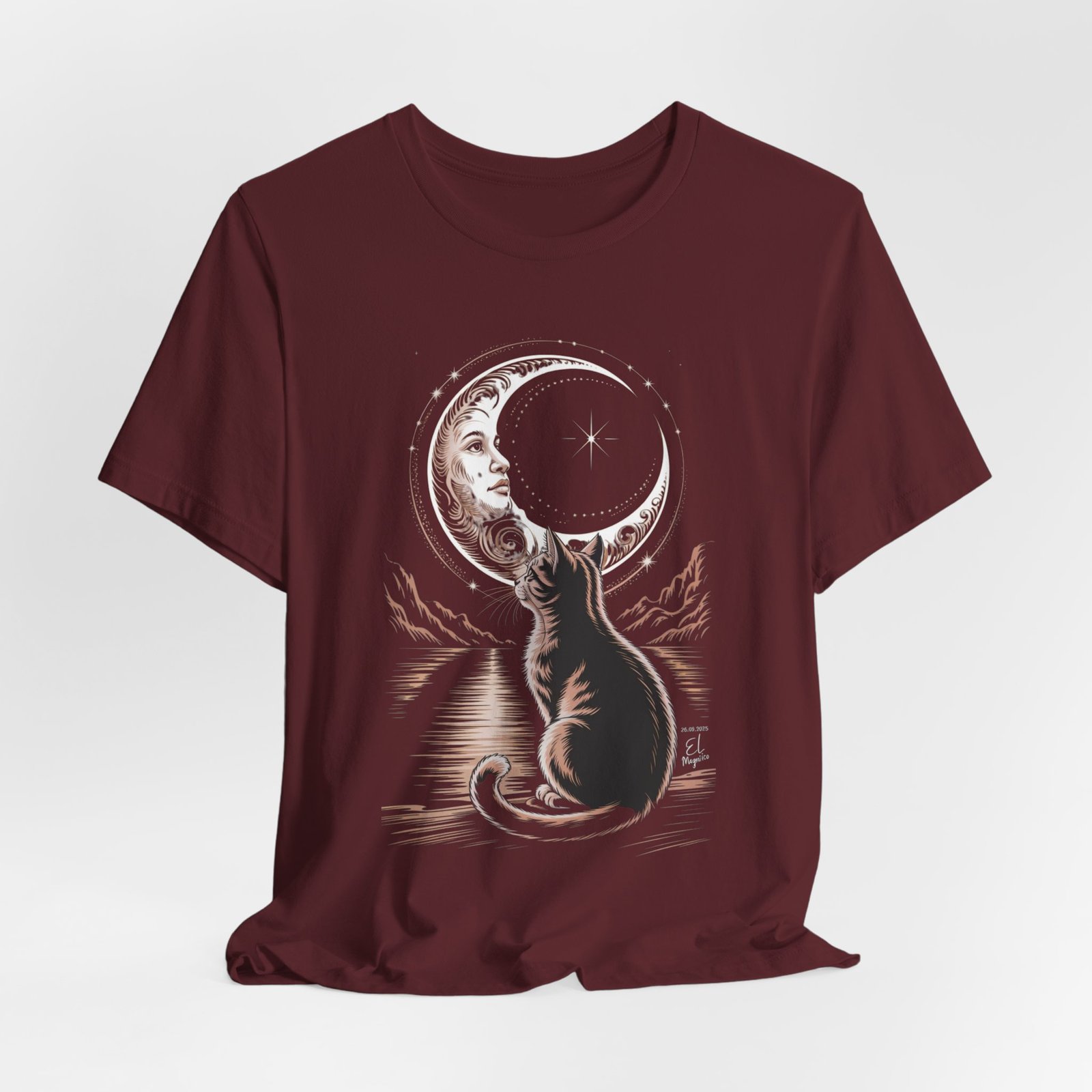 Celestial Cat Graphic Tee - Boho T-Shirt, Unisex Cat Lover Shirt, Moon Phase Top, Gift for Pet Owners, Astrology Apparel - Image 24