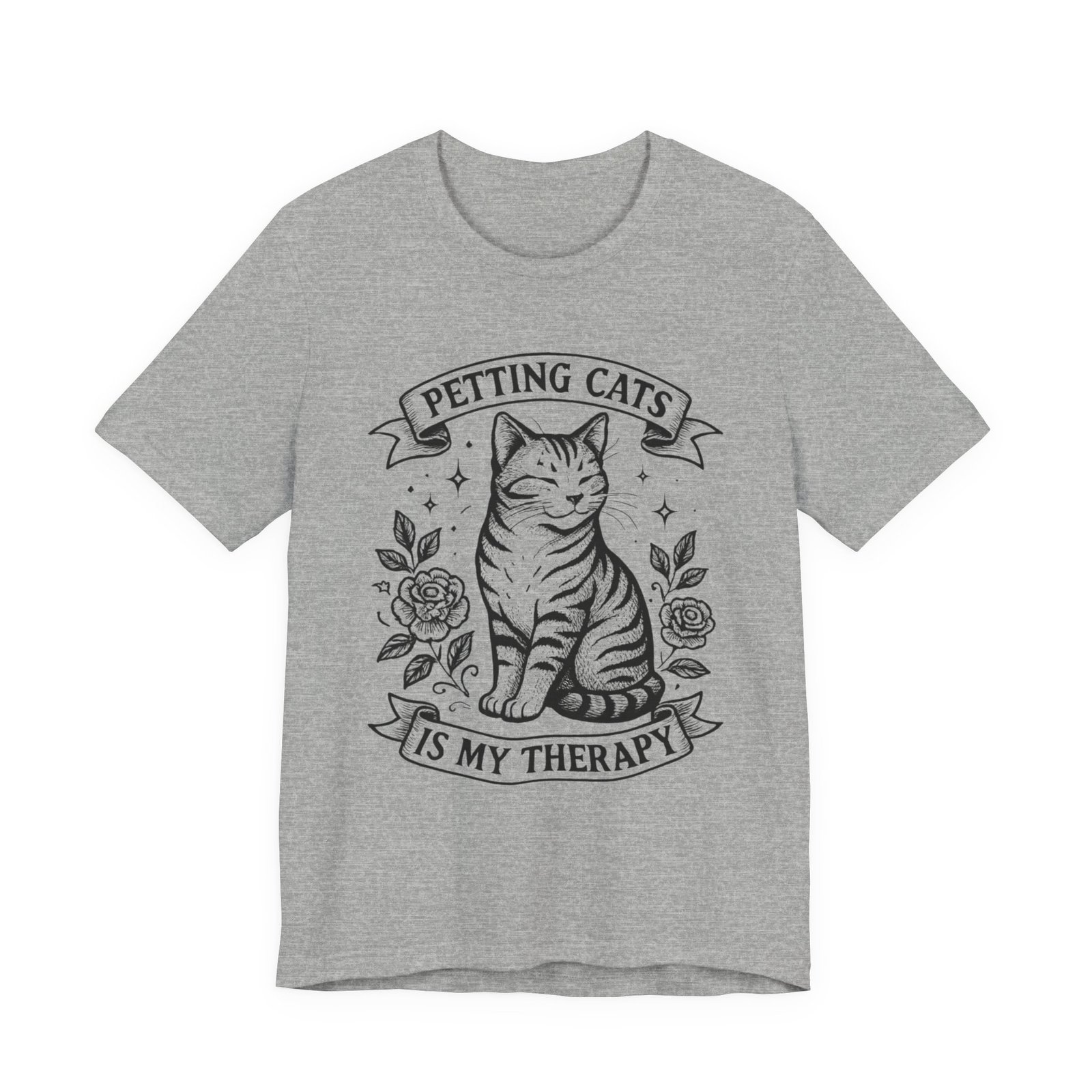 Petting Cats Is My Therapy T-Shirt | Cat Illustration Tee, Cat Lover Shirt - Image 17