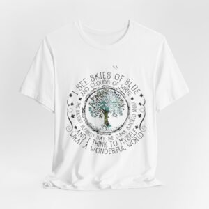 Vintage Inspirational Tee, Unisex Jersey T-Shirt, Nature Lover Gift, Skies of Blue Design, Positive Quote Shirt, Eco-Friendly Apparel
