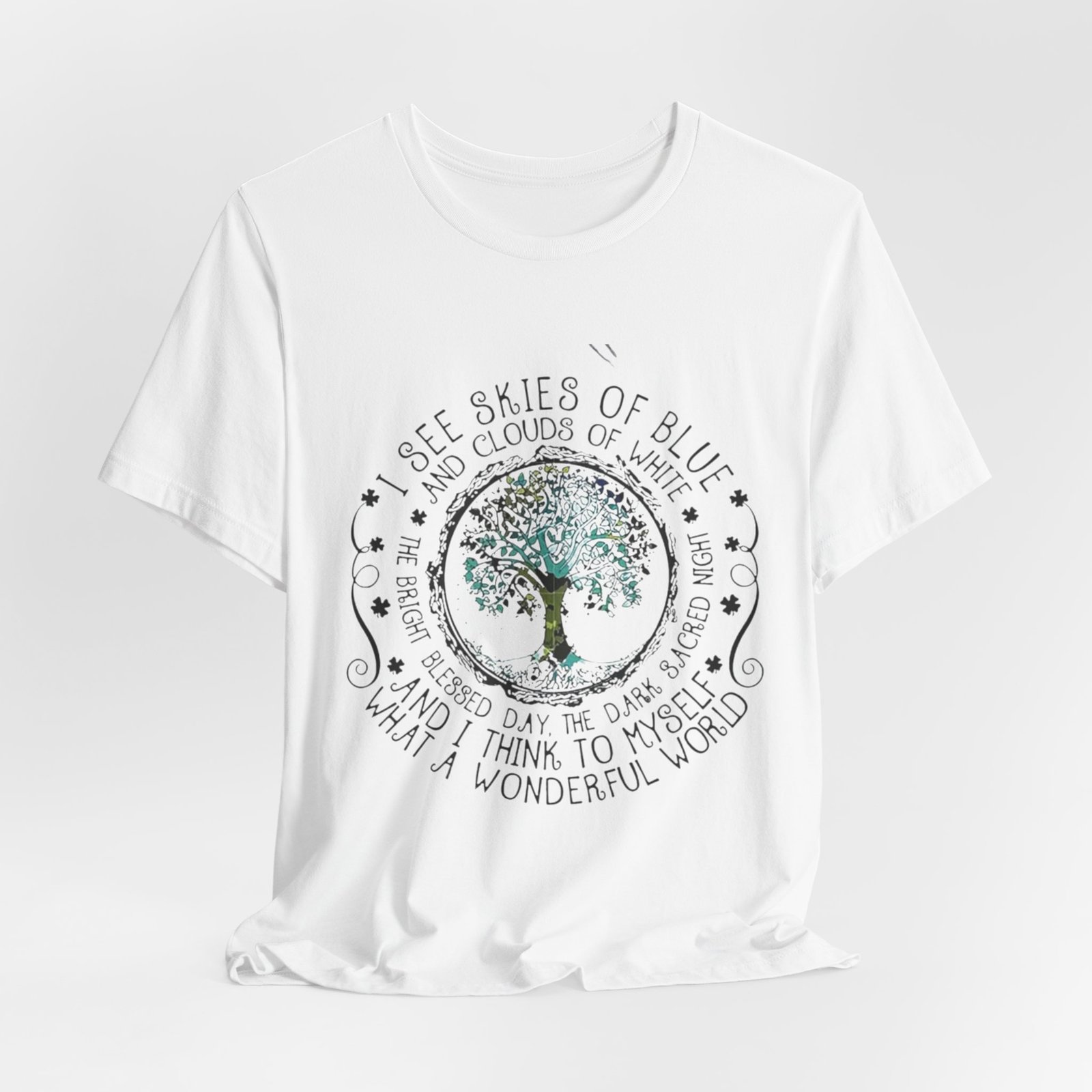 Vintage Inspirational Tee, Unisex Jersey T-Shirt, Nature Lover Gift, Skies of Blue Design, Positive Quote Shirt, Eco-Friendly Apparel