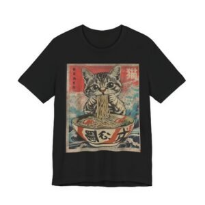 Vintage Cat Eating Ramen Tee, Cat Lover Gift, Funny T-Shirt, Cute Graphic Tee, Anime Apparel, Pet Enthusiast Wear