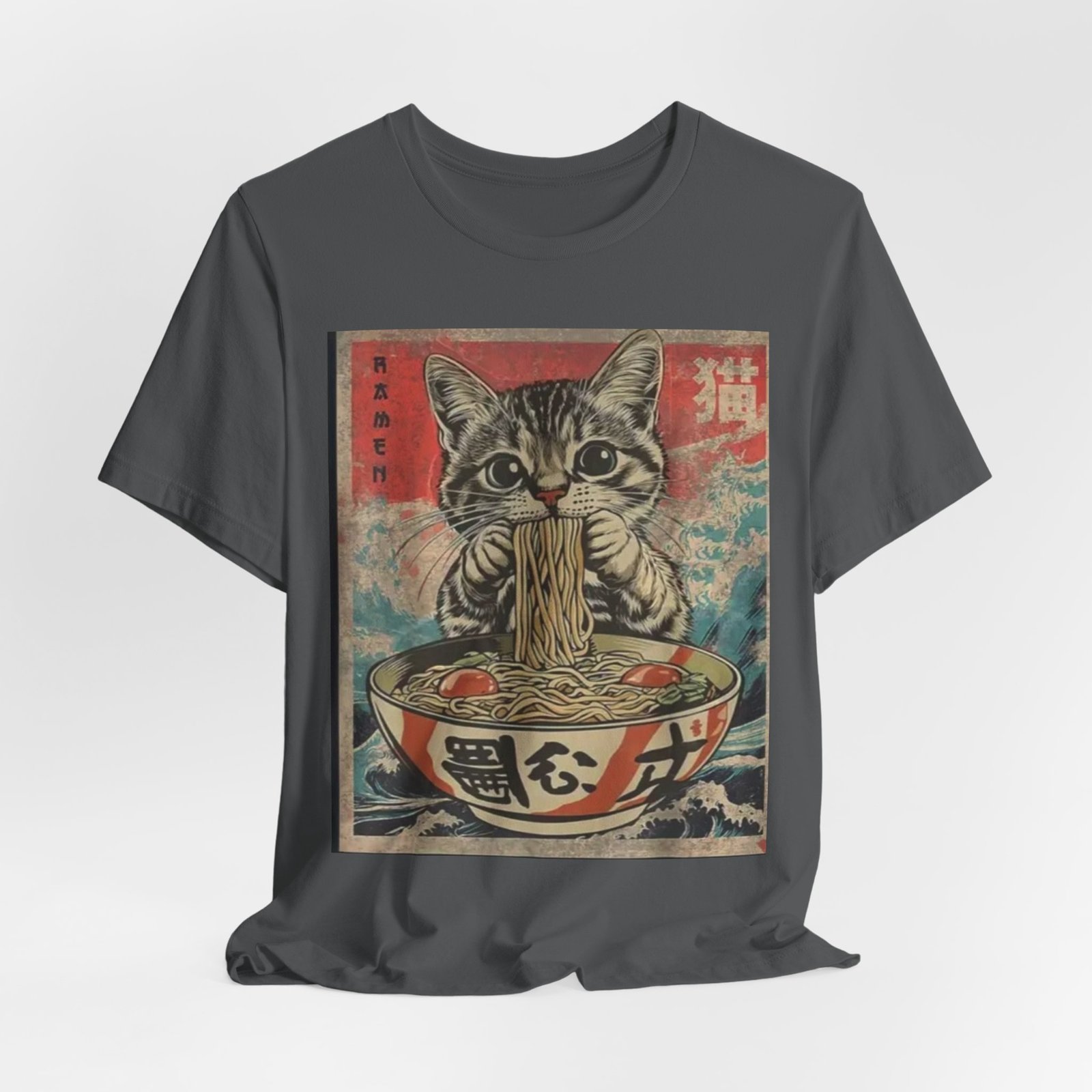 Vintage Cat Eating Ramen Tee, Cat Lover Gift, Funny T-Shirt, Cute Graphic Tee, Anime Apparel, Pet Enthusiast Wear - Image 16