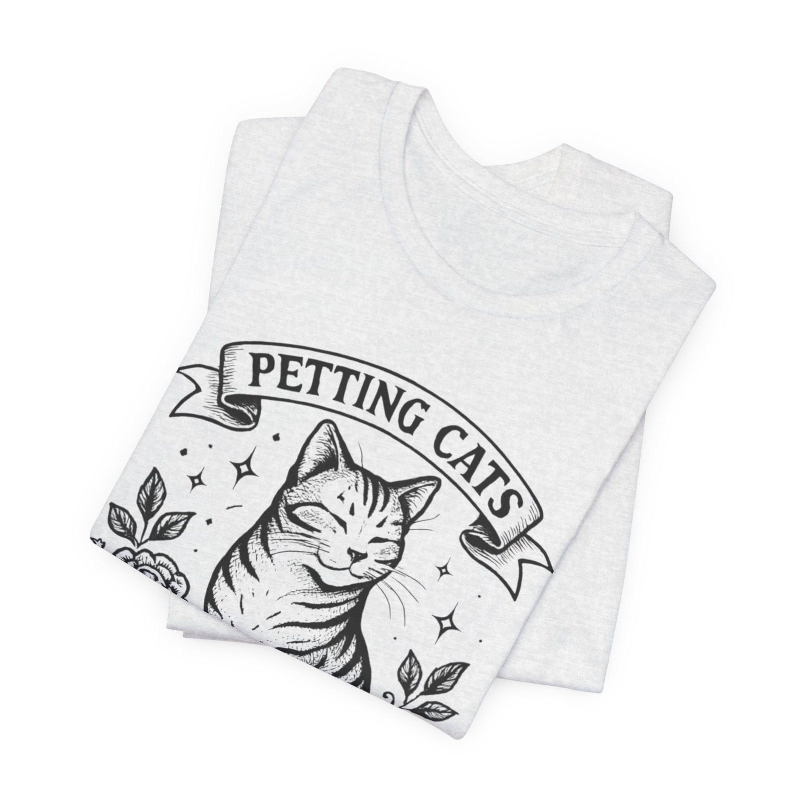 Petting Cats Is My Therapy T-Shirt | Cat Illustration Tee, Cat Lover Shirt - Image 4