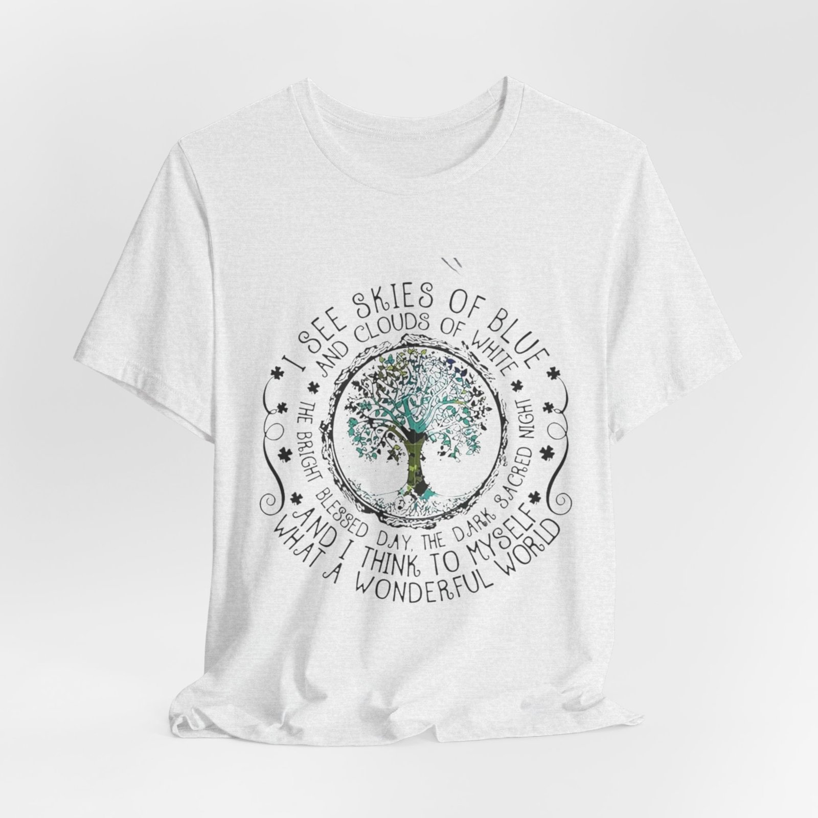 Vintage Inspirational Tee, Unisex Jersey T-Shirt, Nature Lover Gift, Skies of Blue Design, Positive Quote Shirt, Eco-Friendly Apparel - Image 8