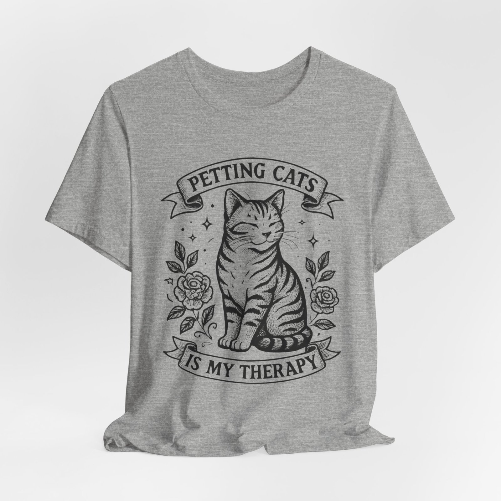 Petting Cats Is My Therapy T-Shirt | Cat Illustration Tee, Cat Lover Shirt - Image 20