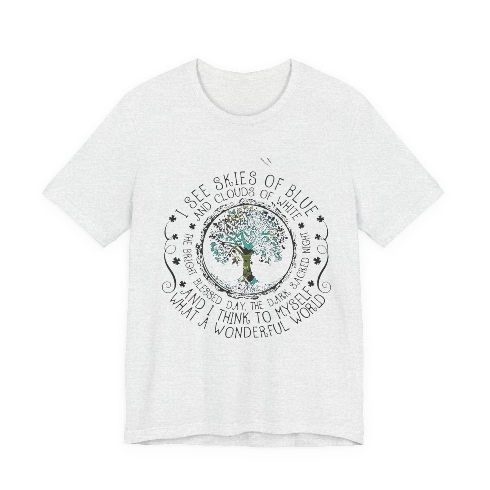 Vintage Inspirational Tee, Unisex Jersey T-Shirt, Nature Lover Gift, Skies of Blue Design, Positive Quote Shirt, Eco-Friendly Apparel - Image 5