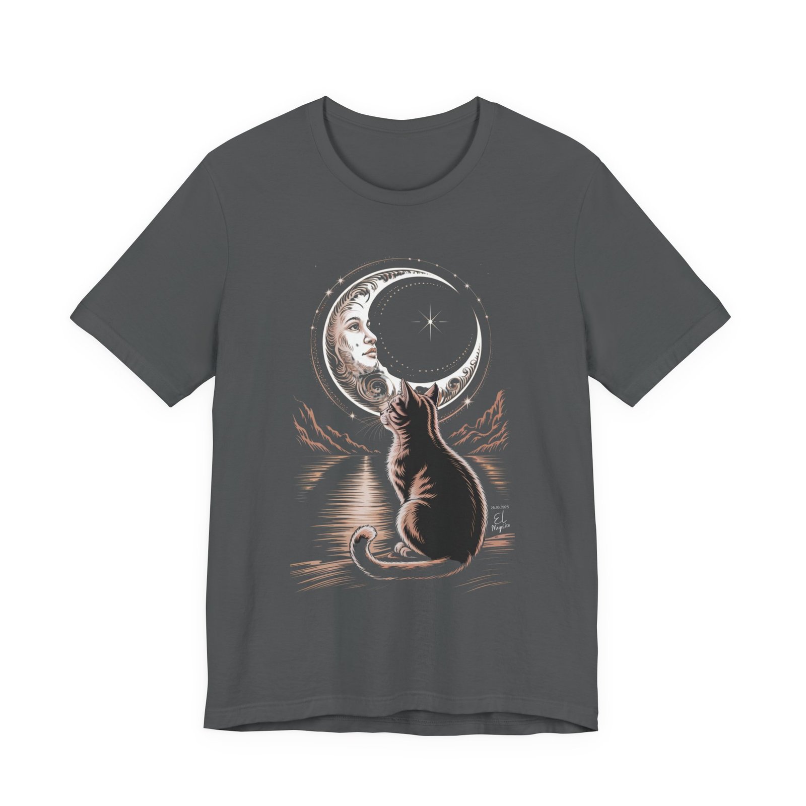 Celestial Cat Graphic Tee - Boho T-Shirt, Unisex Cat Lover Shirt, Moon Phase Top, Gift for Pet Owners, Astrology Apparel - Image 13
