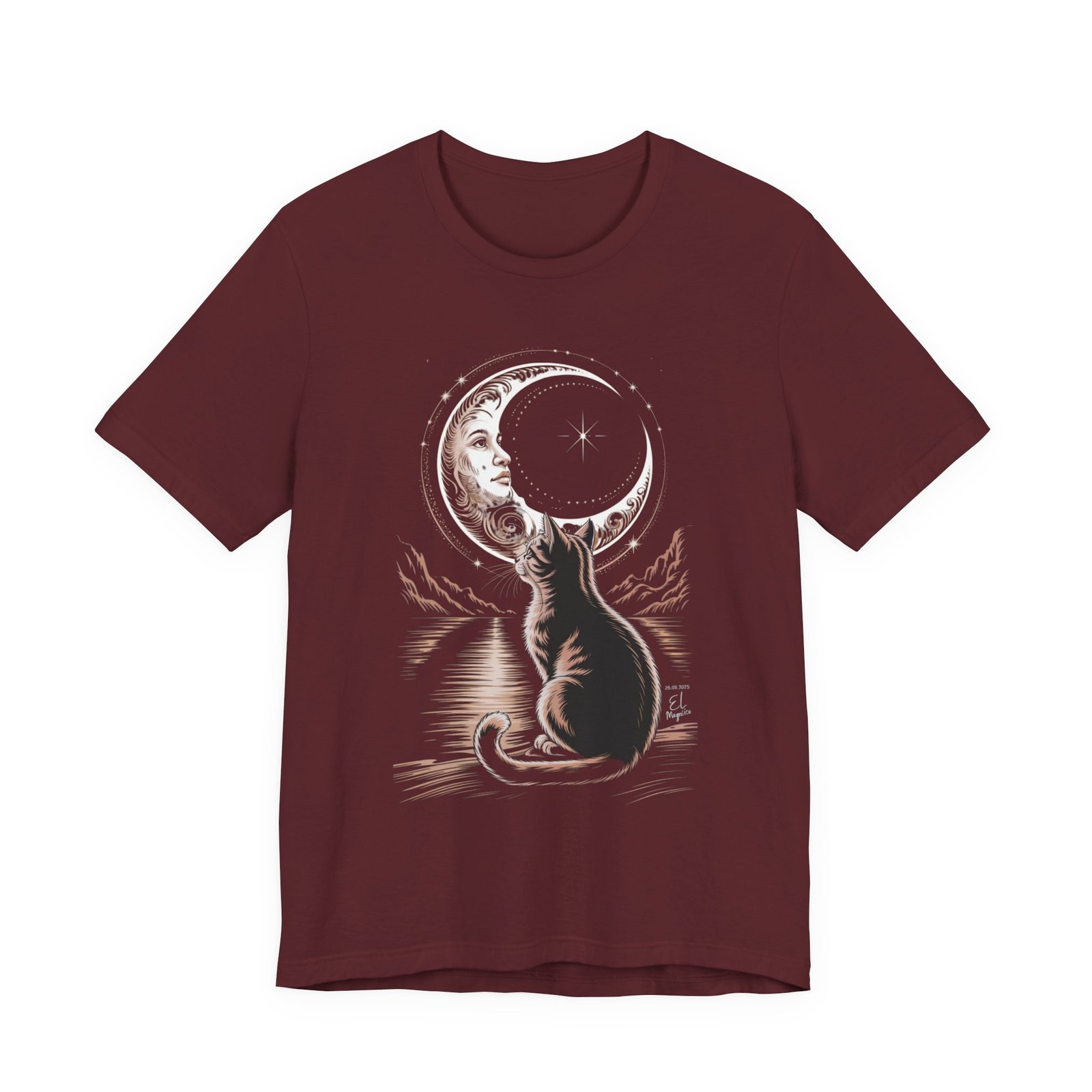 Celestial Cat Graphic Tee - Boho T-Shirt, Unisex Cat Lover Shirt, Moon Phase Top, Gift for Pet Owners, Astrology Apparel - Image 21