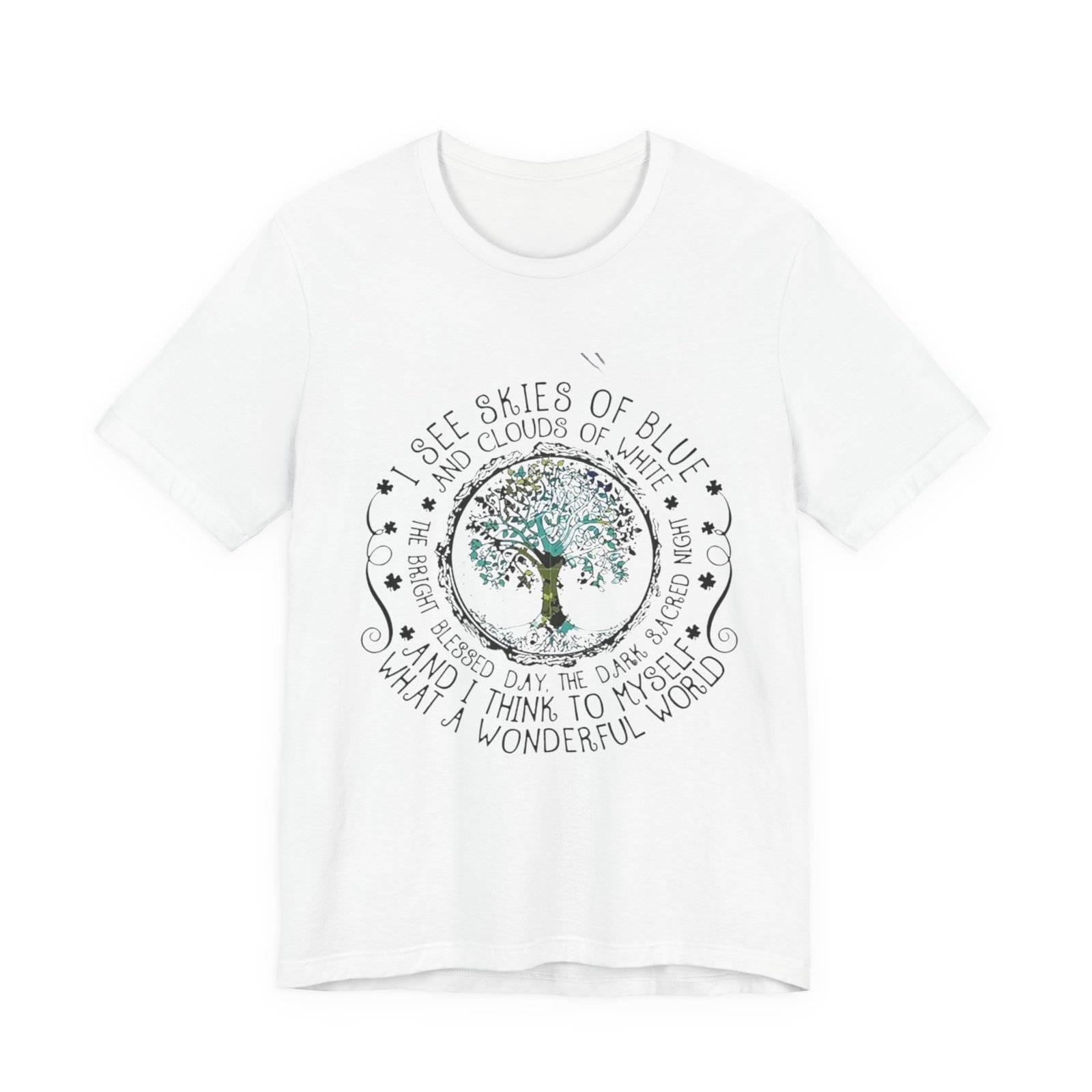 Vintage Inspirational Tee, Unisex Jersey T-Shirt, Nature Lover Gift, Skies of Blue Design, Positive Quote Shirt, Eco-Friendly Apparel - Image 2