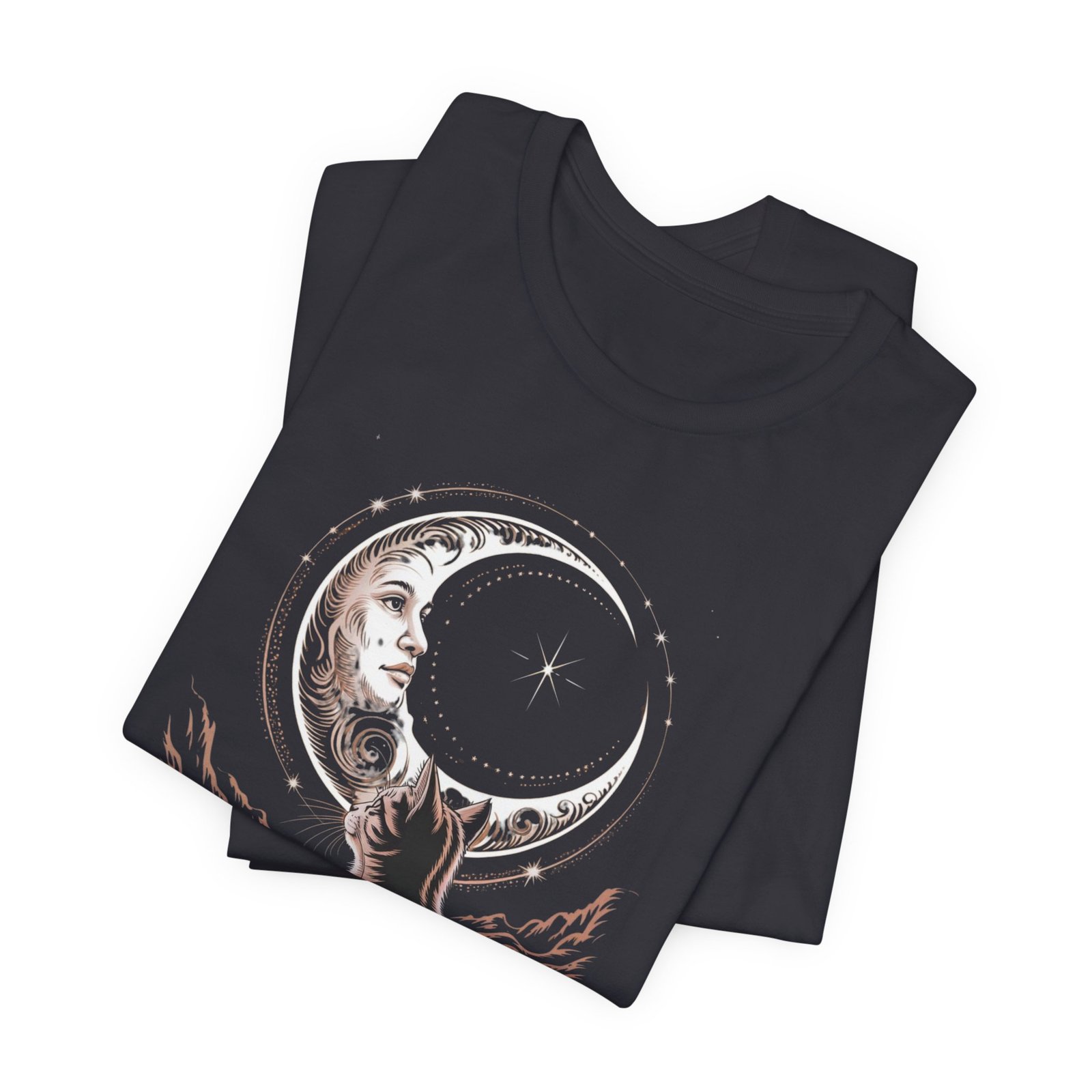 Celestial Cat Graphic Tee - Boho T-Shirt, Unisex Cat Lover Shirt, Moon Phase Top, Gift for Pet Owners, Astrology Apparel - Image 11